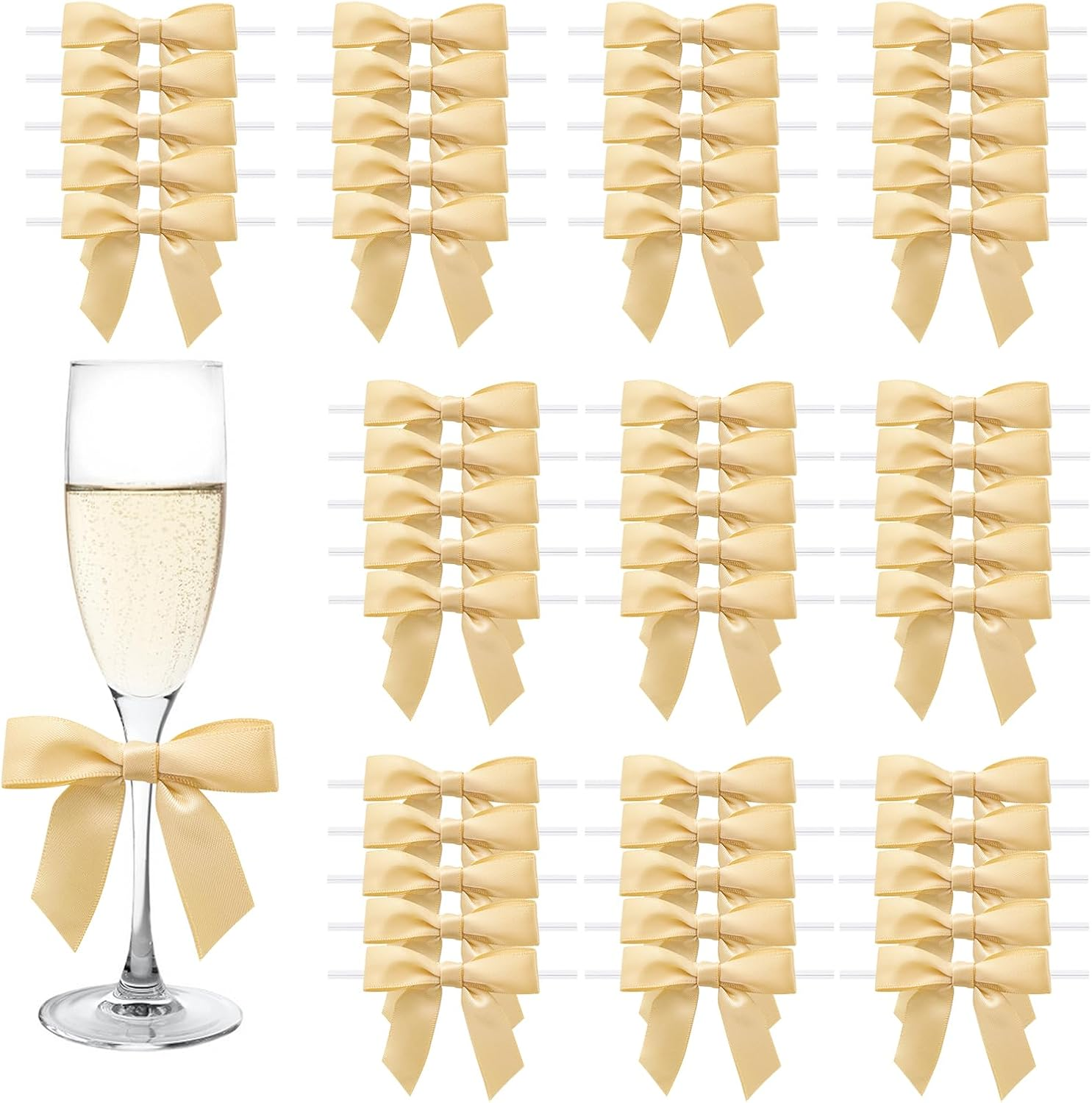 50 Mini Bows Decor Small Satin Ribbon Bow Decorations for Gift Wrapping Birthday Valentine'S Day Weddings Cake Decor Black