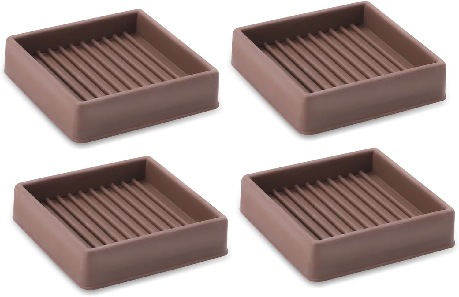 4 Pieces Furniture Coasters, Non Slip Furniture Pads for Hardwood Floors, Bed Stoppers to Prevent Sliding, Rubber Stoppers for Furniture (Brown, 2X2 Inches)