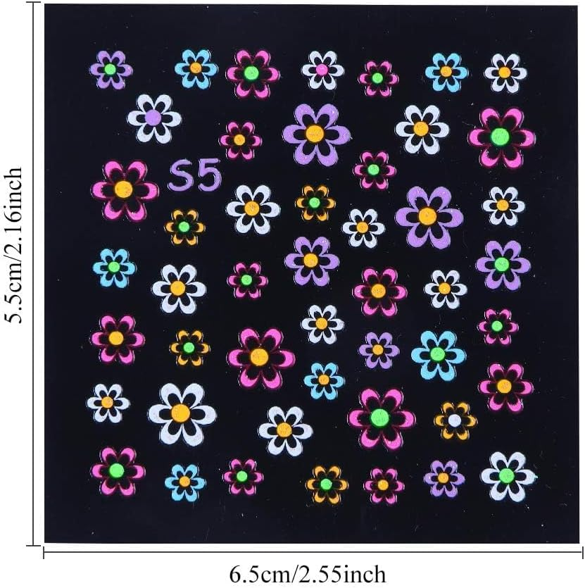 Kalolary 24Sheets Fluorescence Nail Art Stickers Decals 3D Self-Adhesive Butterfly Flower Love Fruits Pattern DIY Decoration Tools Accessories for Women image number 4