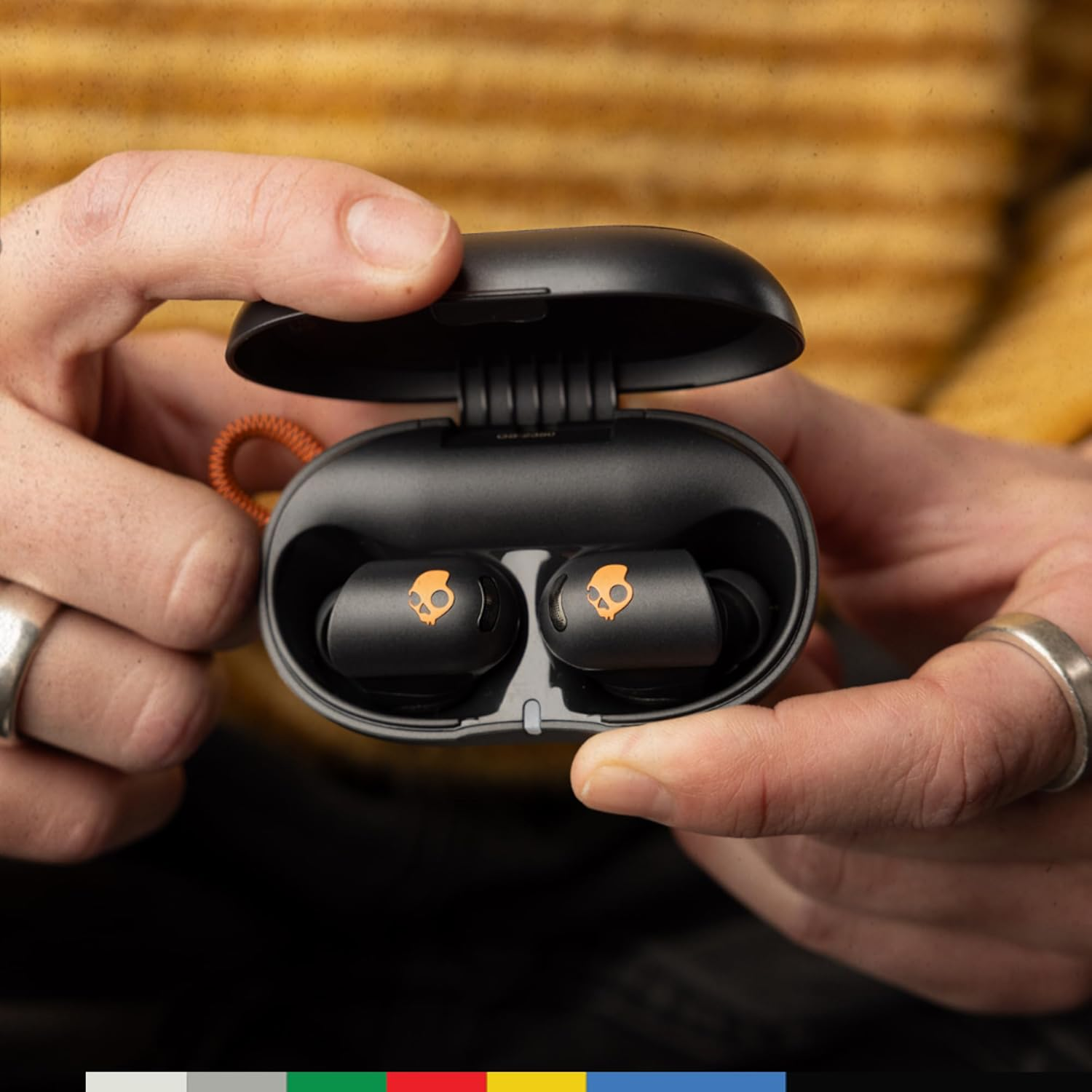 Skullcandy Sesh ANC Active In-Ear Noise Canceling Wireless Earbuds, True Black/Orange image number 2