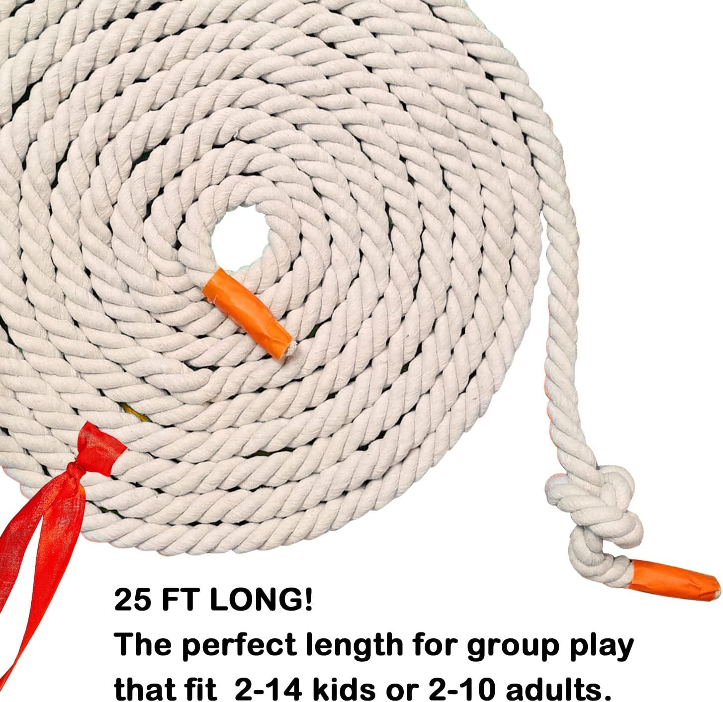 25Ft Tug of War Rope Natural Cotton Tug of War Rope for Kids and Adults Thick Twisted Rope for Indoor Outdoor Rope Games for Team Building Activities, Family Reunion, Summer Campe image number 4