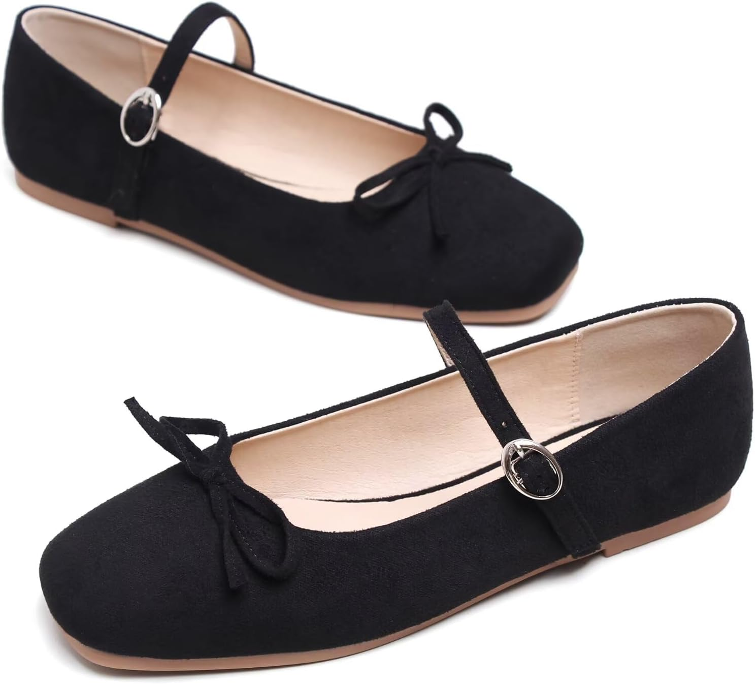 TN TANGNEST Women'S Slip on Flats Comfortable Square Toe Mary Jane Flats Soft Dance Ballet Flats image number 2