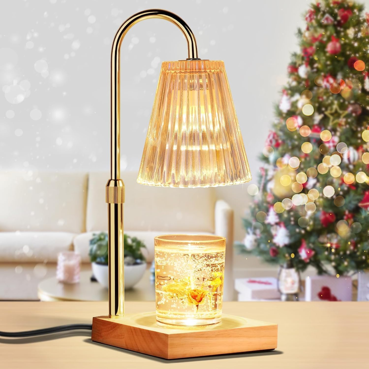 Qinghong Candle Warmer Lamp - Electric Candle Lamp Warmer with Timer & Dimmer Adjustable Height Candle Lamp for Jar Candles with 2 Bulbs Wax Melter Warmer Lamps for Home Decor Gift image number 3