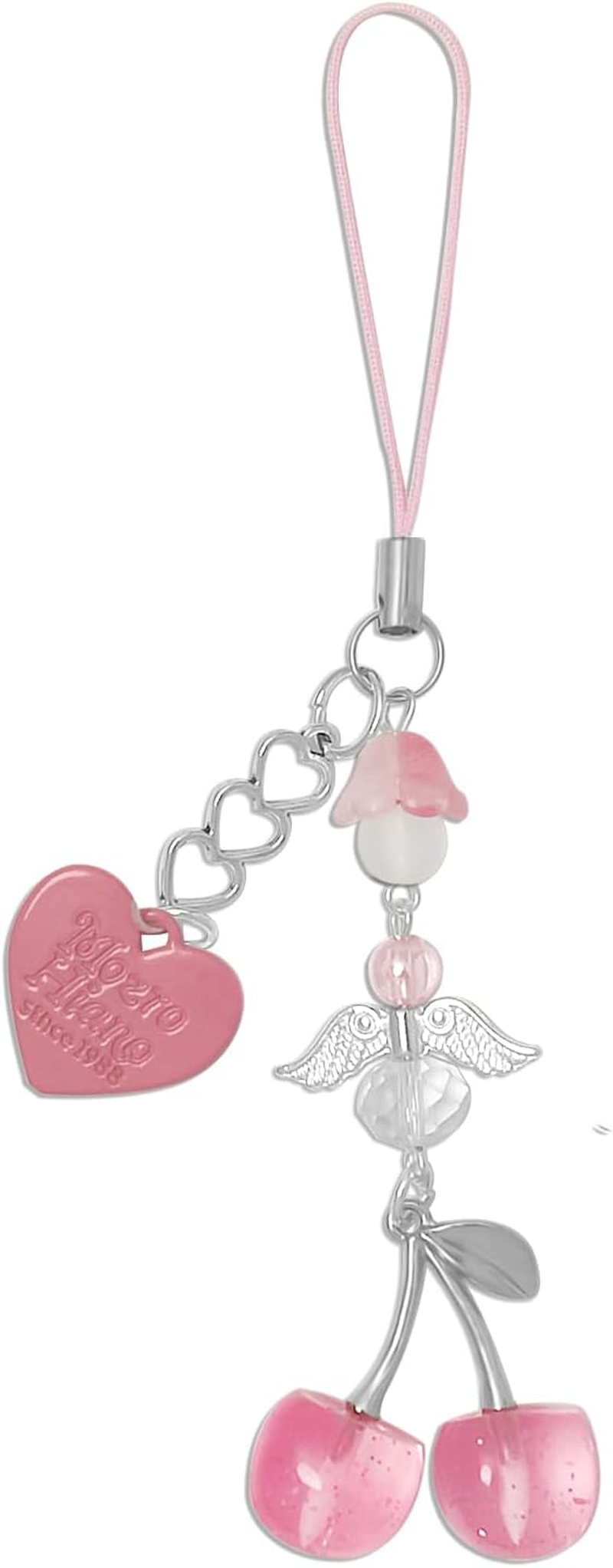 Nalefow Phone Charms Strap Cute Cherry Cellphone Straps Aesthetic Pink Red Black Bluecherry Phone Chain for Camera Keychain Bag Pendant Decor Gift image number 6