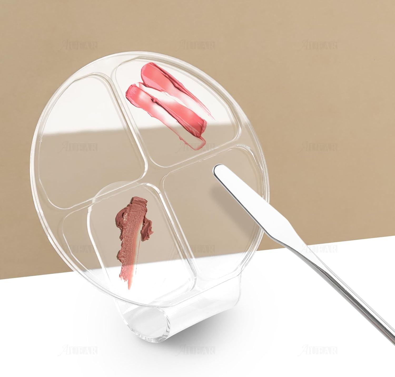 AUEAR, 2 Pack Hand Makeup Mixing Palette Handheld Clear Cosmetic Nail Art Manicure with Pieces Spatula for Foundation image number 3