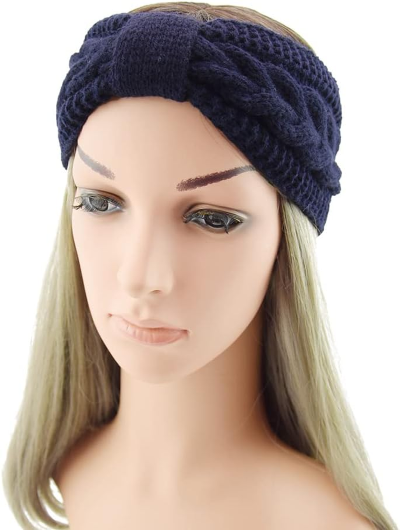 Whakano Winter Vintage Headband Braided Headbands Knitted Thickening Ear Warmers Elastic Wide Fashion Headband for Everyday Sports Yoga for Women and Girls, Dark Green