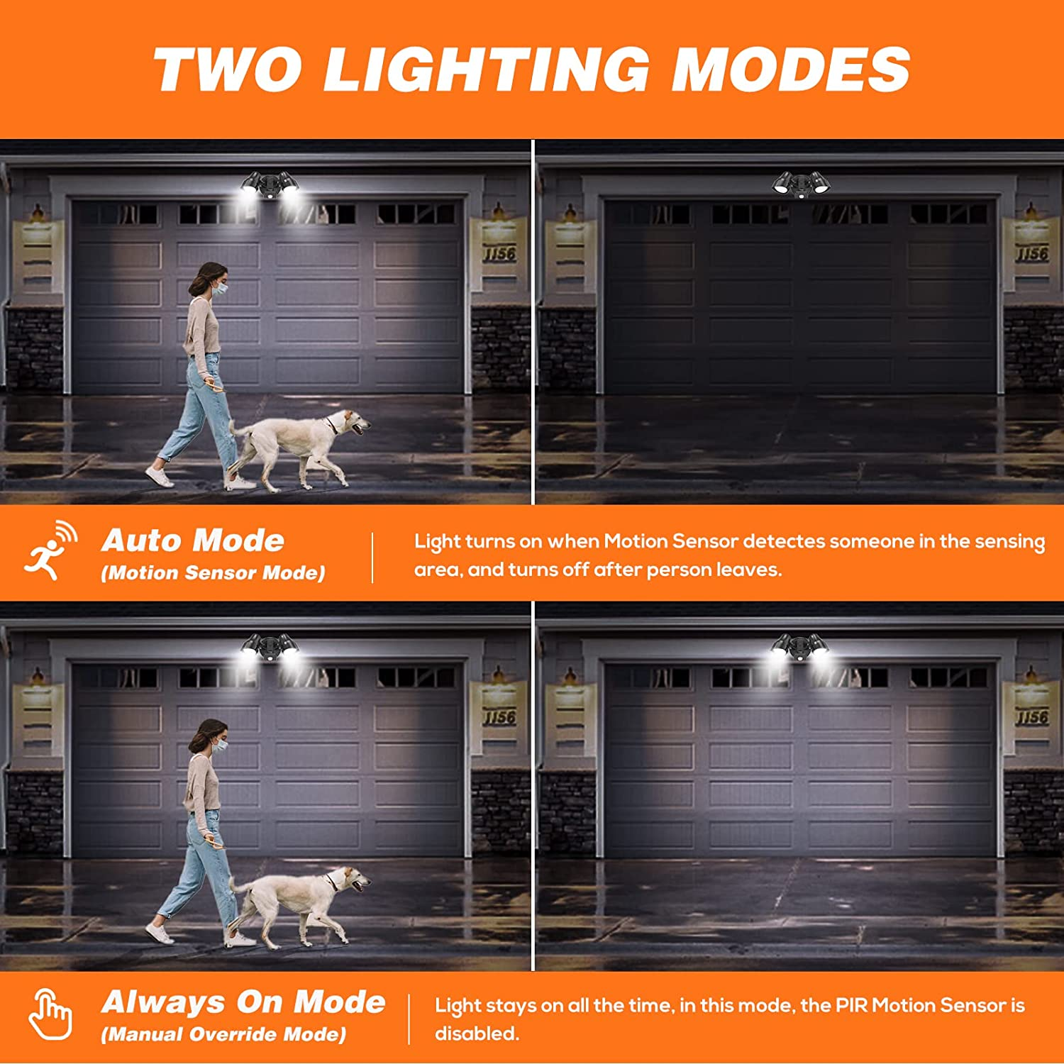 ALUSSO 25W LED Outdoor Security Light with Motion Sensor, PIR Light IP54 Waterproof outside Floodlight,3000K 4000K 6500K 3 Colors Adjustment,Suitable for Porch, Garage, Courtyard image number 3