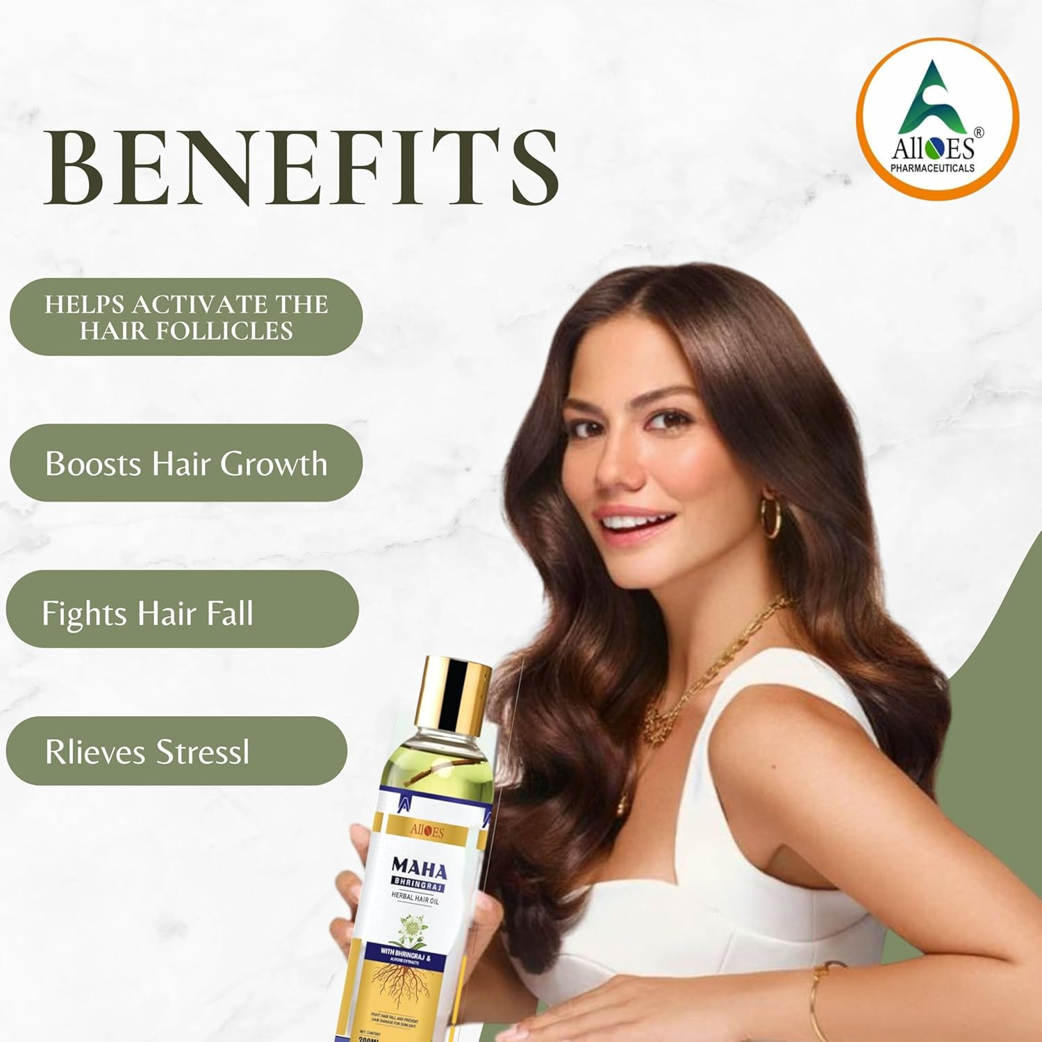 ALLOES PHARMACEUTICALS Mahabhringraj Hair Oil for Hair Growth Bhringraj Oil with Almond, Strengthens Hair Roots, Hair Fall Control, Made of Pure Herbs for Men & Women | Suits All Hair Types 200ML image number 4