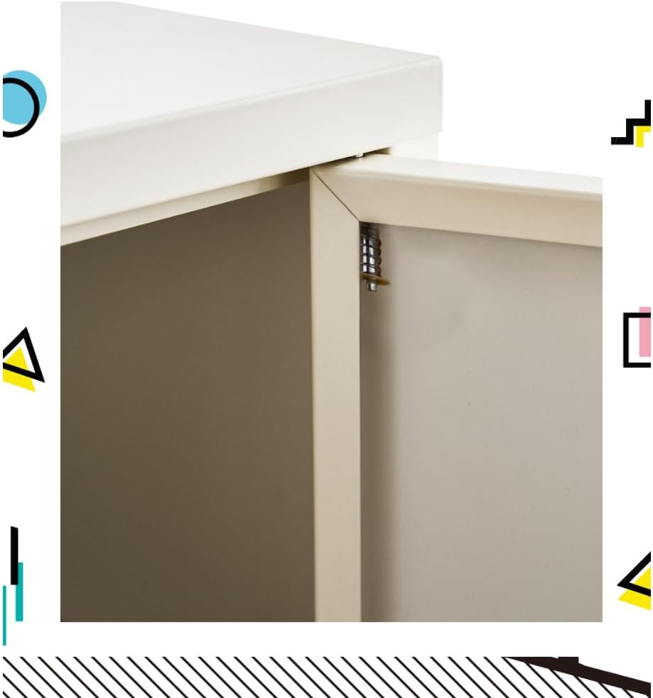 Artissin Locker, Metal Sideboard Buffet Cabinet Bedside Table Shoe Storage TV Cabinets Organiser Home Bedroom Kitchen Living Room Bathroom Furniture, with Adjustable Shelf Handy Hook White image number 4