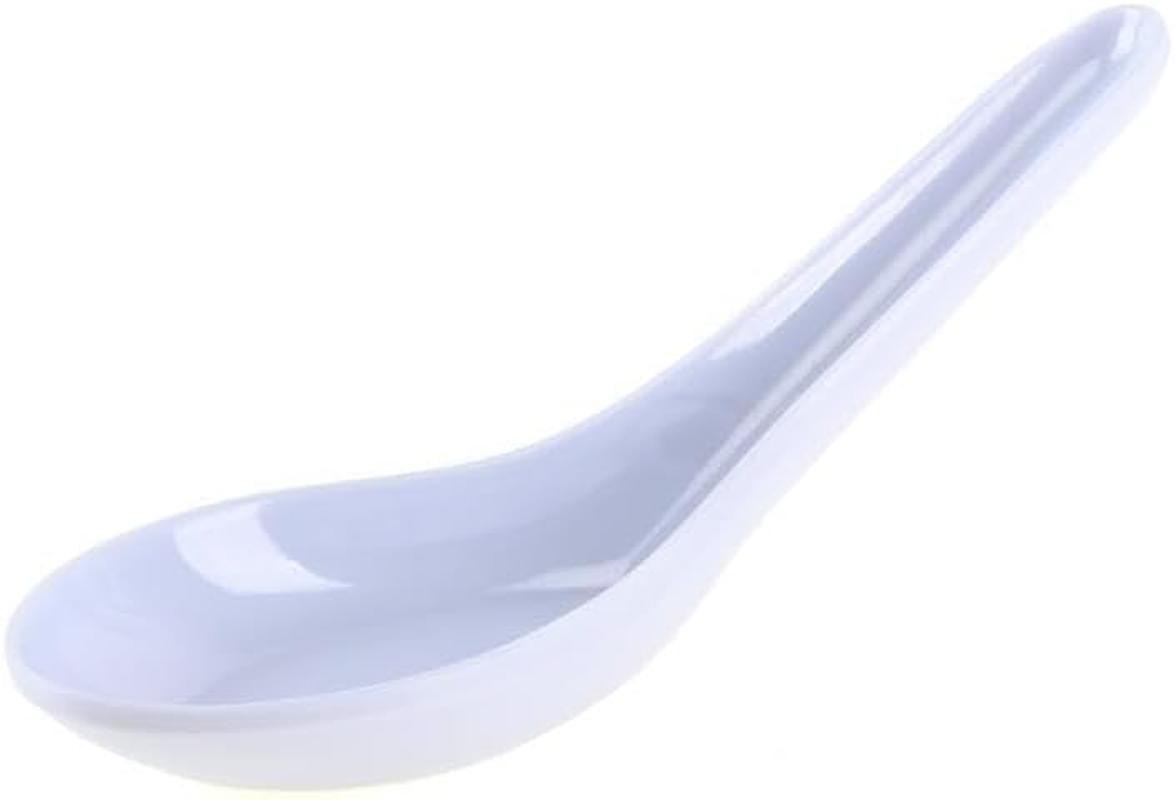 Leona Co 1/6 Pcs Asian Soup Spoon Chinese Soup Spoons Large Melamine Noodle Spoons Reusable Japanese Soup Spoon Wonton Rice Dumpling Pho Spoon for Home Kitchen Restaurant (6) image number 1