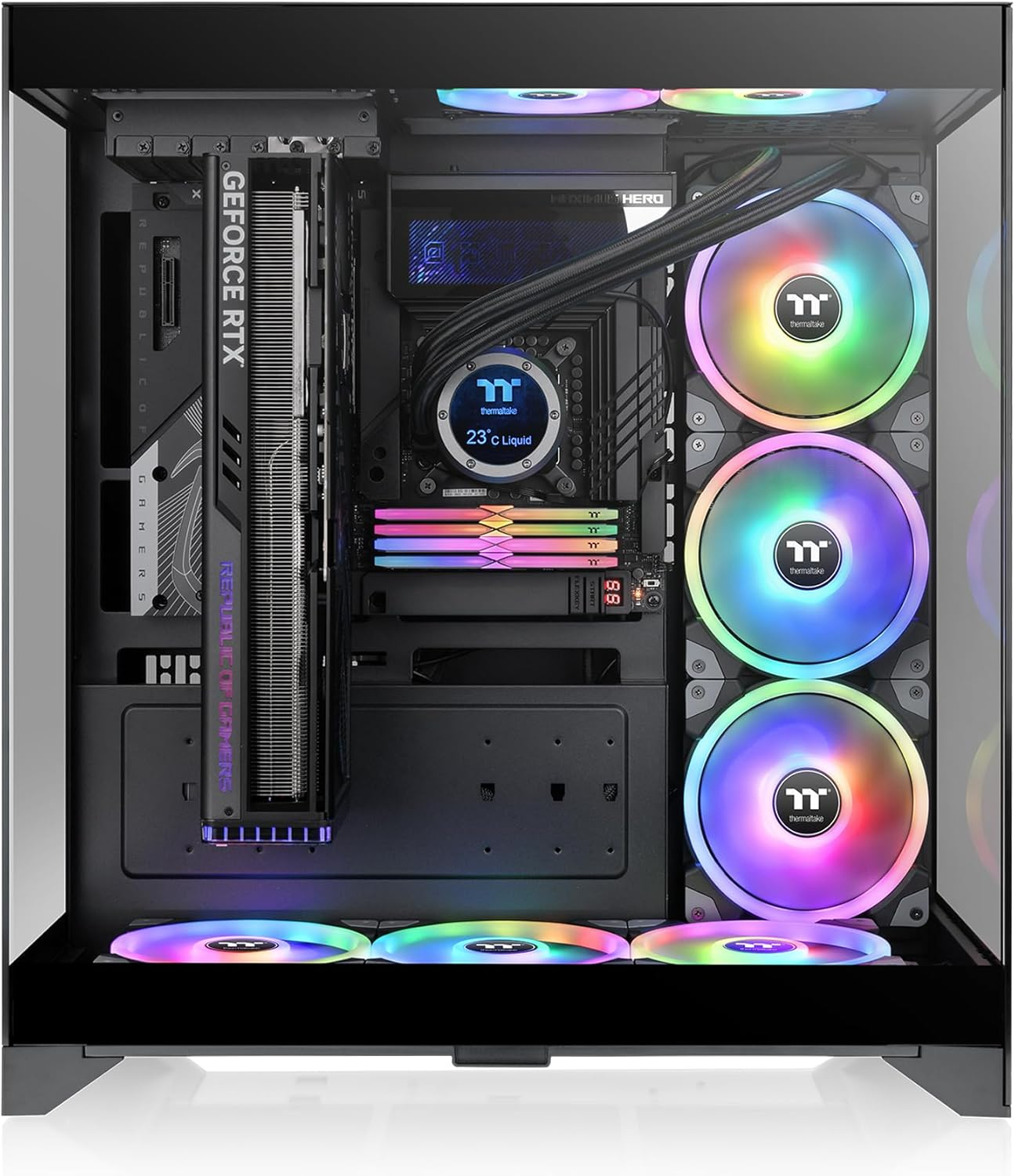 Thermaltake CTE E550 Tempered Glass Dual Chamber Mid Tower Case Black Edition (Supports Hidden Connector M/B), CA-1Z8-00M1WN-00 image number 6