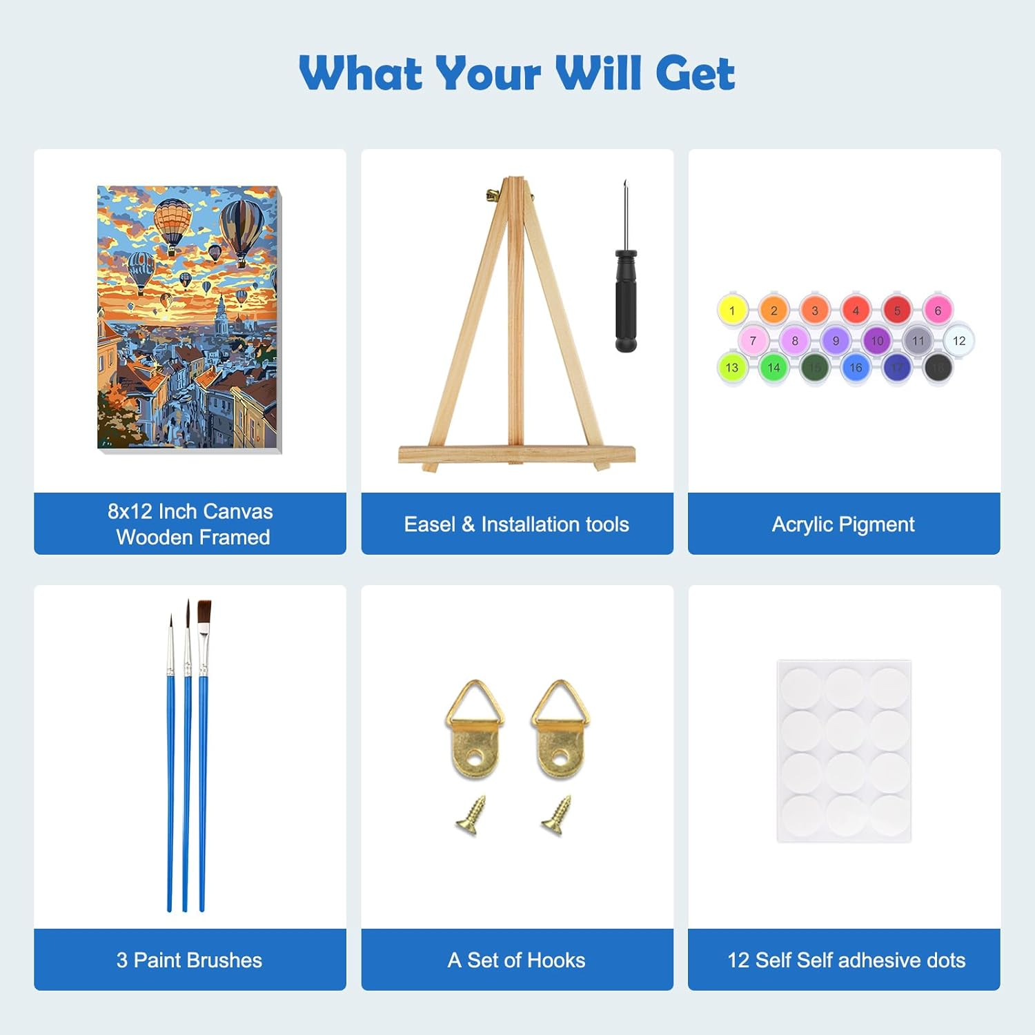 MOGTAA Hot Air Balloon Paint by Numbers for Adults Beginner with Frame, Landscape Painting by Numbers for Adults with Easel, DIY Oil Painting Kits Art Crafts for Home Decor, 8X12In - Cherry Blossom image number 7