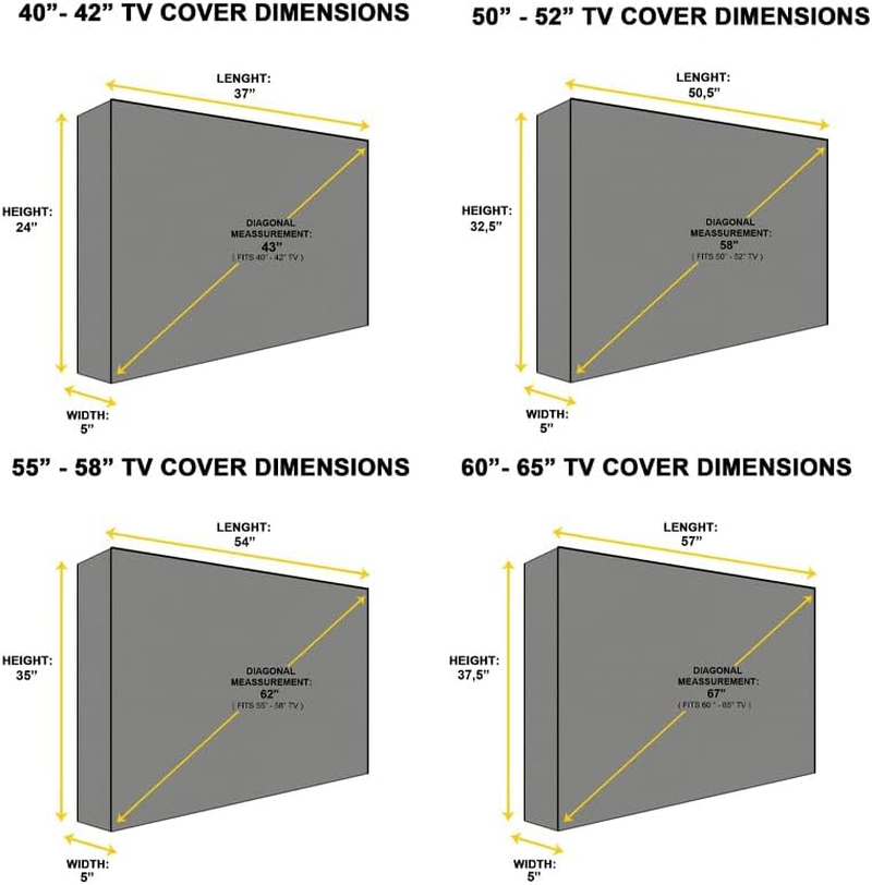 AIMALL 40-65 Inch Waterproof Dustproof TV Cover - Outdoor Weatherproof Flat Screen Protector with 3-Layer Breathable Design for Patio, Deck, and Pool Area image number 4