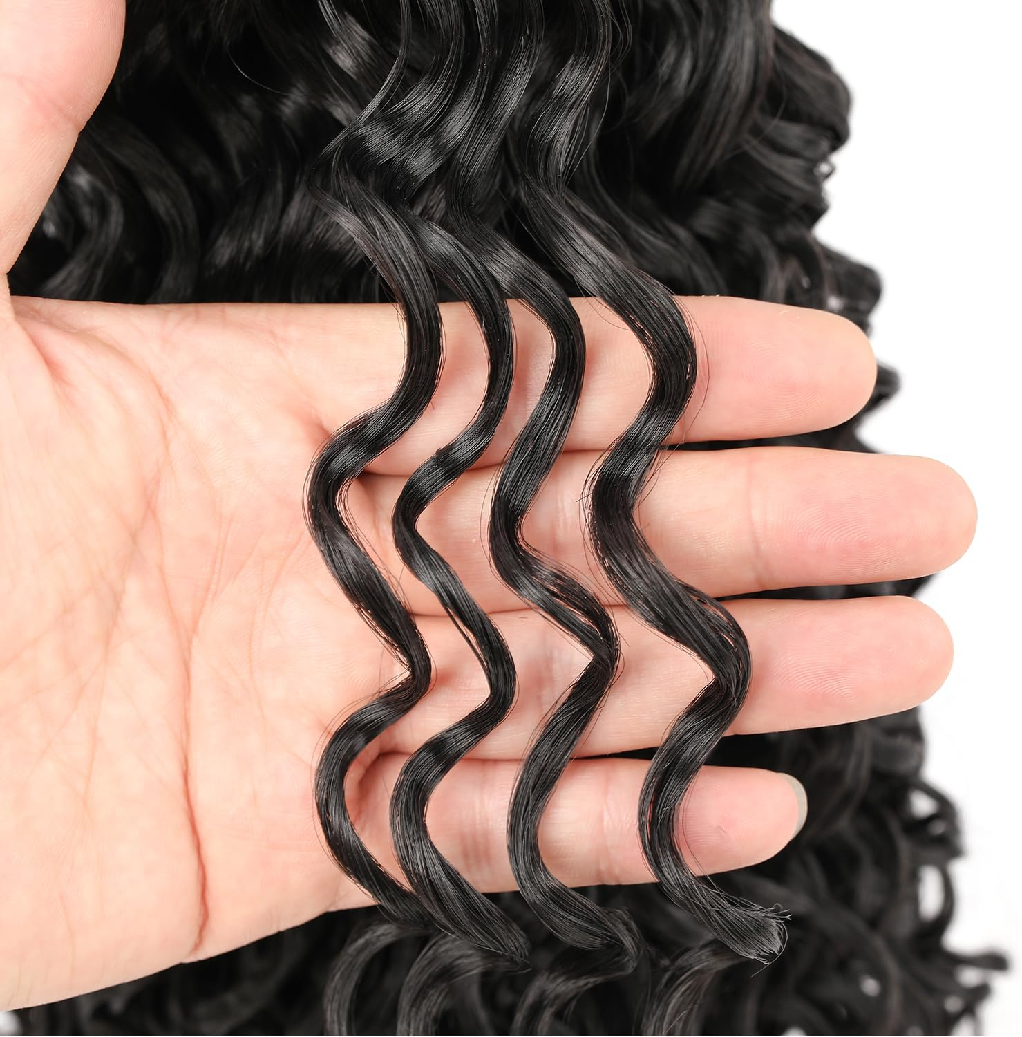 Mscat 8 Packs Gogo Curl Au Crochet Crochet Cheveux 14 Boucl&eacute;s Au Crochet Cheveux for Women Water Wave Beach Curl Deep Twist Au Crochet Tresses Synthetic Tresses Extensions De Cheveux image number 4