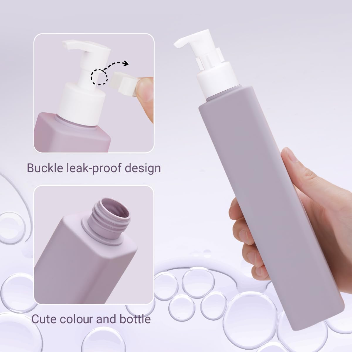 AIMALL 5 PCS Precision Pump Dispensing 250Ml, Convenient Refill Square Bottle for Liquid Soap, Shampoo, Lotion - Leak-Proof, Wide Mouth image number 5