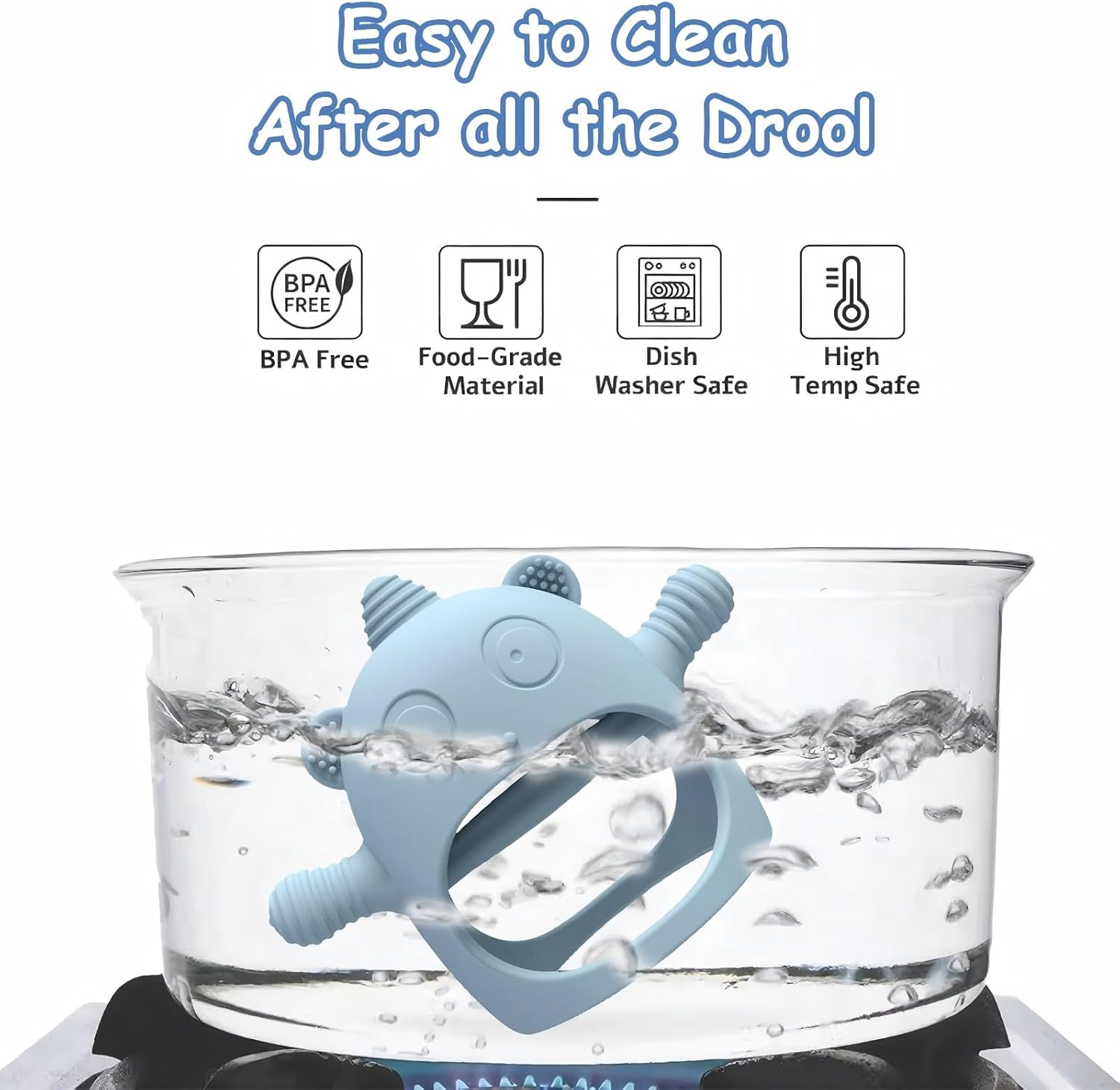 2 Pack Baby Teething Toy for 6-24 Months, Food Grade Silicone Unicorn Teething Mitten, BPA Free, Baby Chew Toys for Sucking Needs, Soothing Teething Pain Relief (Unicorn Beige & Gray Blue) image number 5