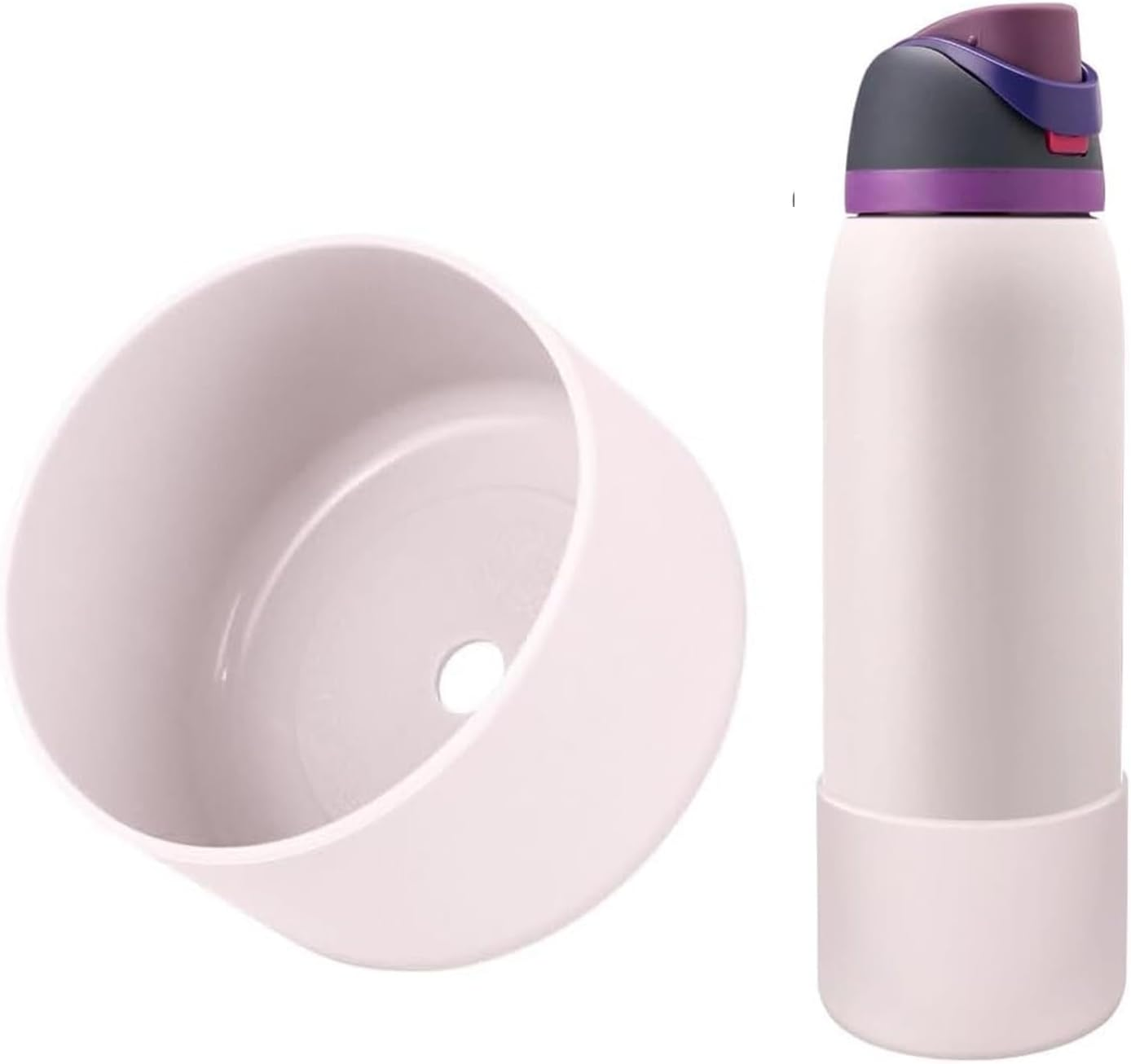 2 PCS Silicone Boot for Owala Freesip 32 Oz Water Bottle, Anti-Slip Protective Sleeve Bottom Bumper Protector for Twist and Flip Stainless Steel Water Bottles - Pink + White image number 6