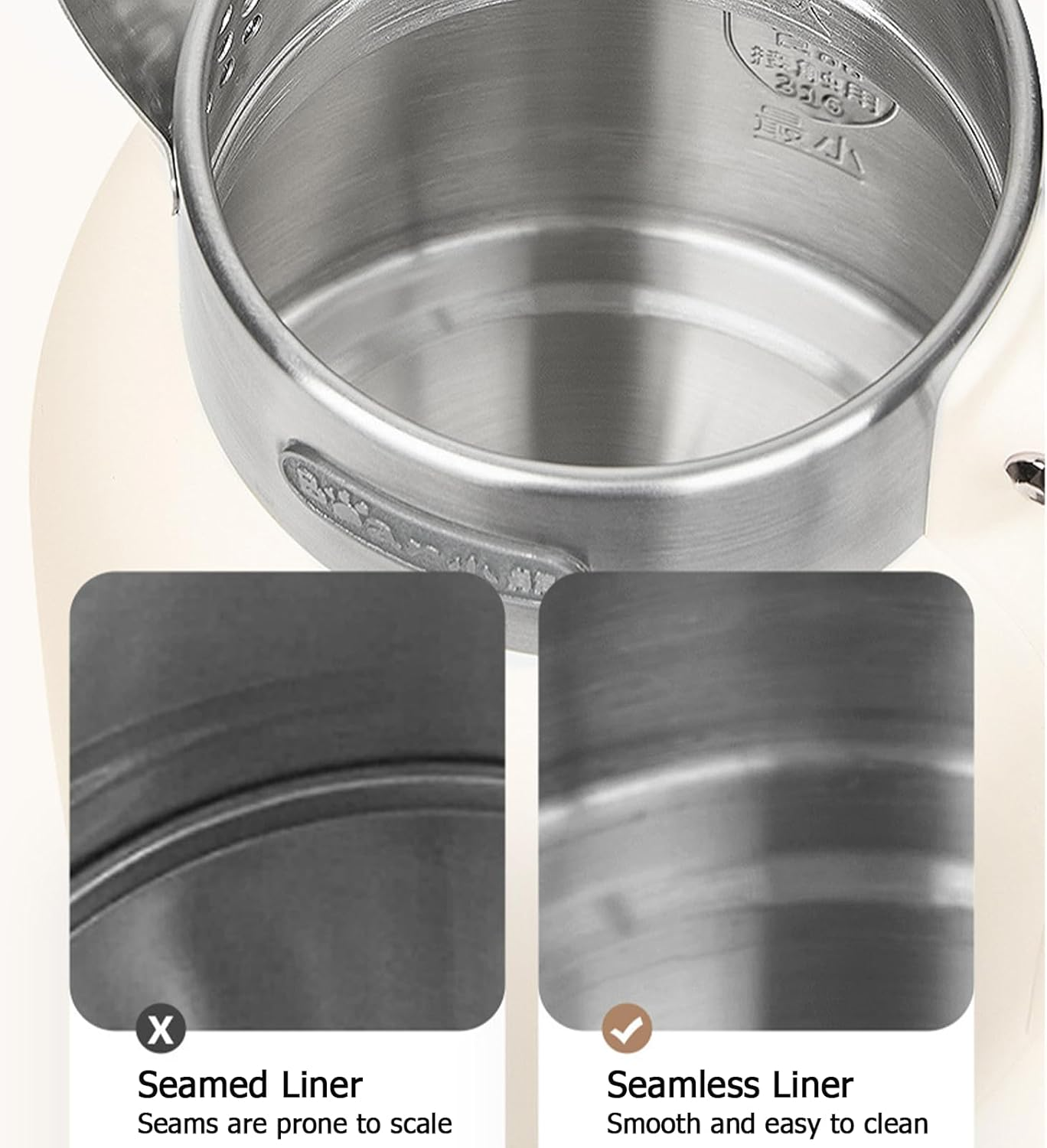 BEAR Electric Kettle, 1.5L Hot Tea Water Boiler, 1500W Rapid Boil, 316 Stainless Steel Pot, One-Key Keep Warm 65℃, Auto Shut-Off & Boil Dry Protection (Ivory White) image number 2