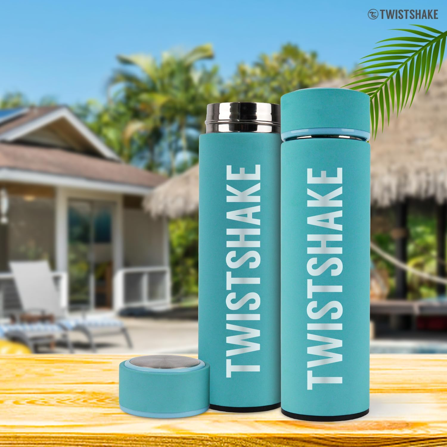 Twistshake Hot or Cold Insulated Flask - 420Ml | Stainless Steel Water Bottle with Double Layer Vacuum | Insulation up to 10 Hours | BPA Free Insulated Thermos | Pastel Blue - Black image number 3