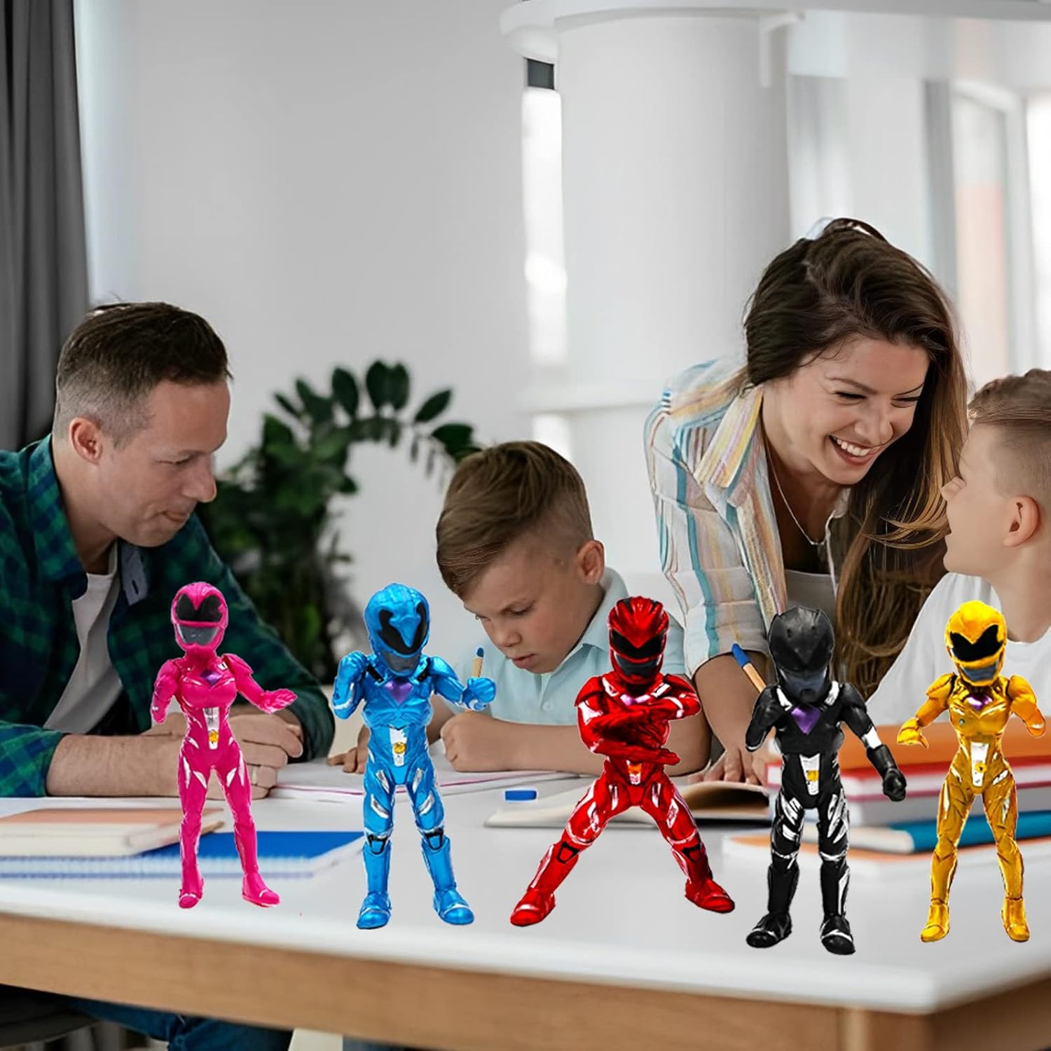Power Rangers Figures Pack of 5 Power Rangers Cake Toppers Power Rangers Cake Decoration Mini Figures Power Rangers Action Figure Birthday Party Supplies for Children image number 1