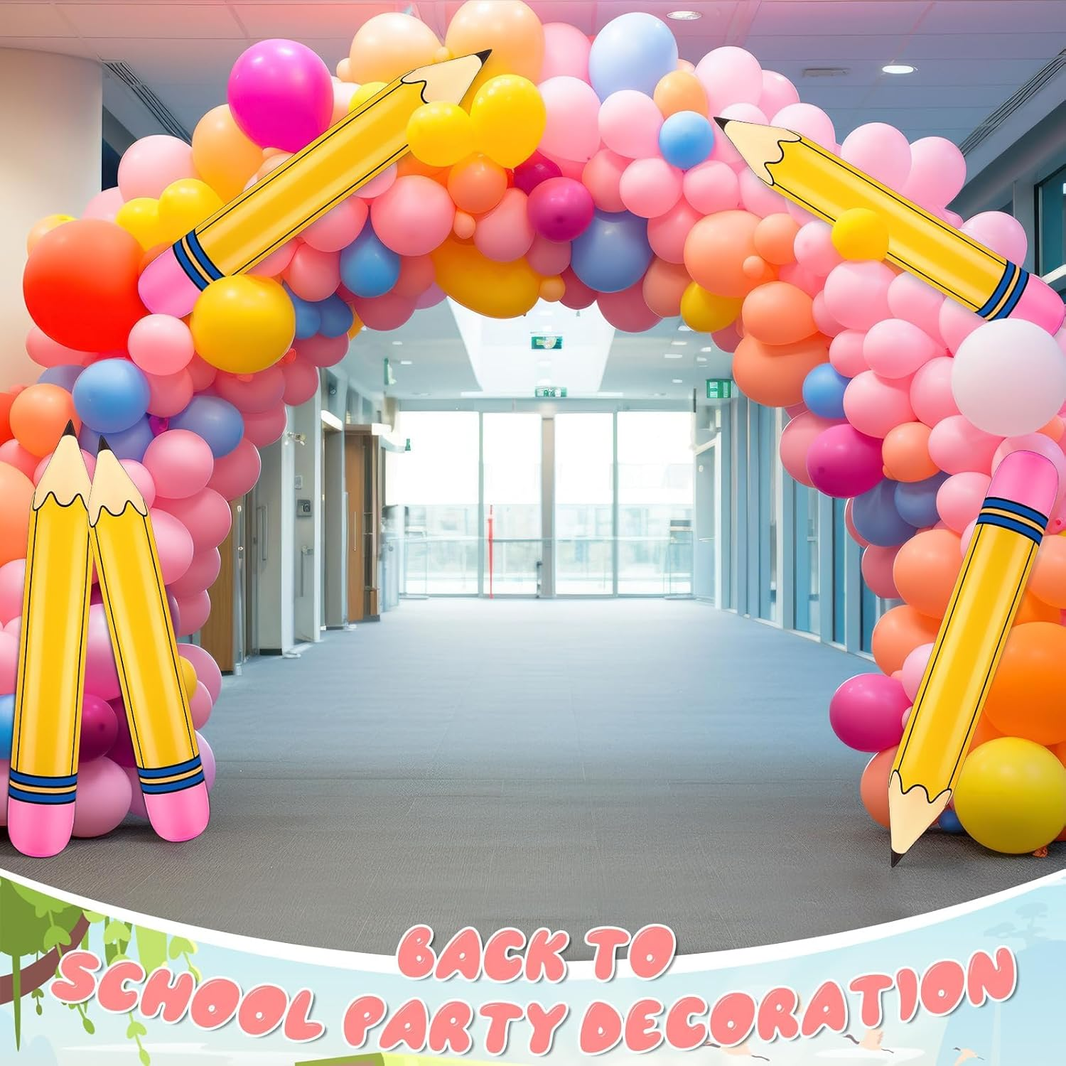 Inflatable Balloon Pencil Decoration Large Big Huge Giant Size Jumbo Birthday First Day Back to School Classroom Graduation Party Favor Supply Blow up Crazy Novelty Decor Bulk Props Kid Pack Set Kit image number 1