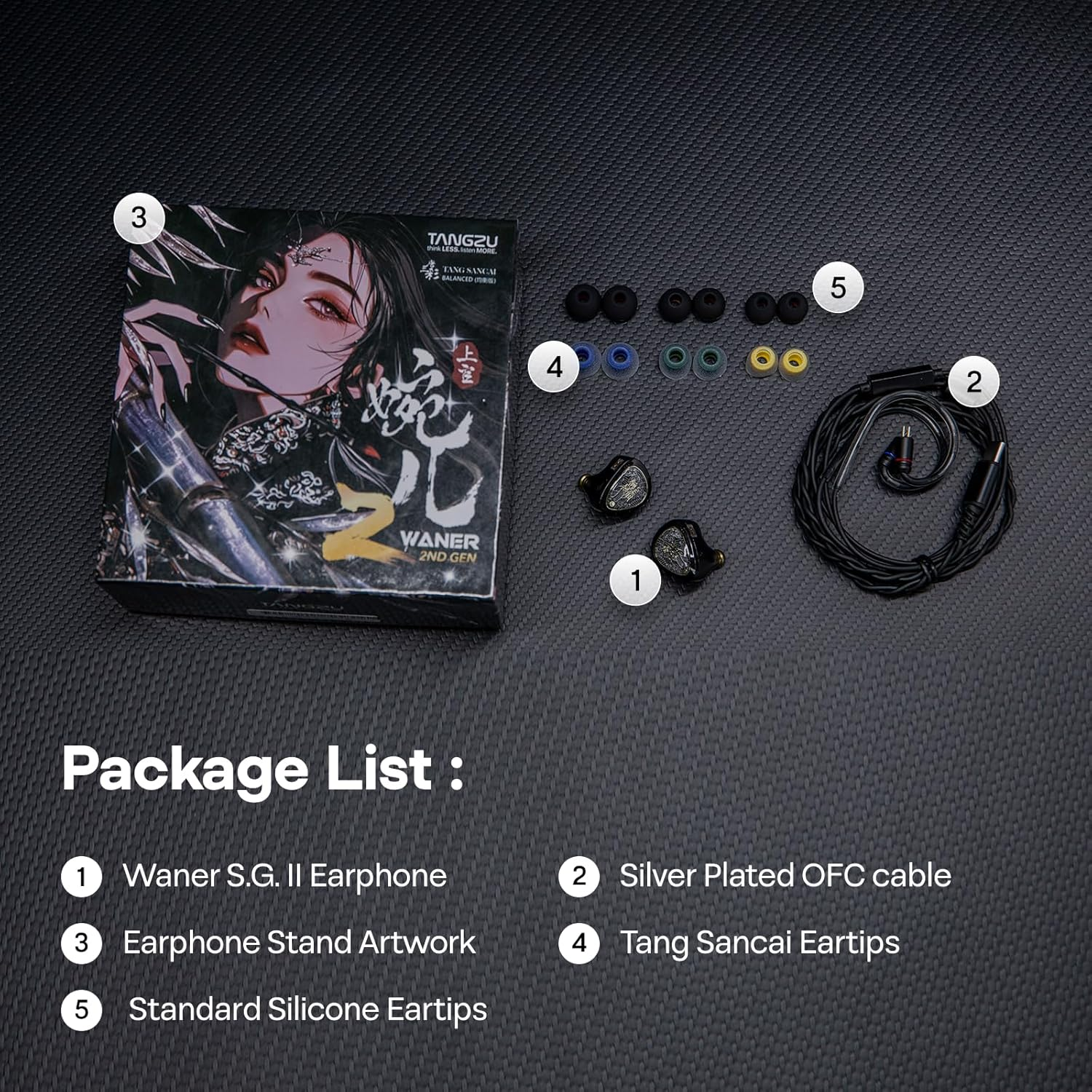 Linsoul TANGZU Wan'Er S.G II in Ear Monitor, Hifi Wired Earbuds, 10Mm Dynamic Driver PET Diaphragm Gaming IEM Earphones with 2Pin Detachable OFC Cable for Audiophile Musician (Clear Black, 3.5Mm) image number 4