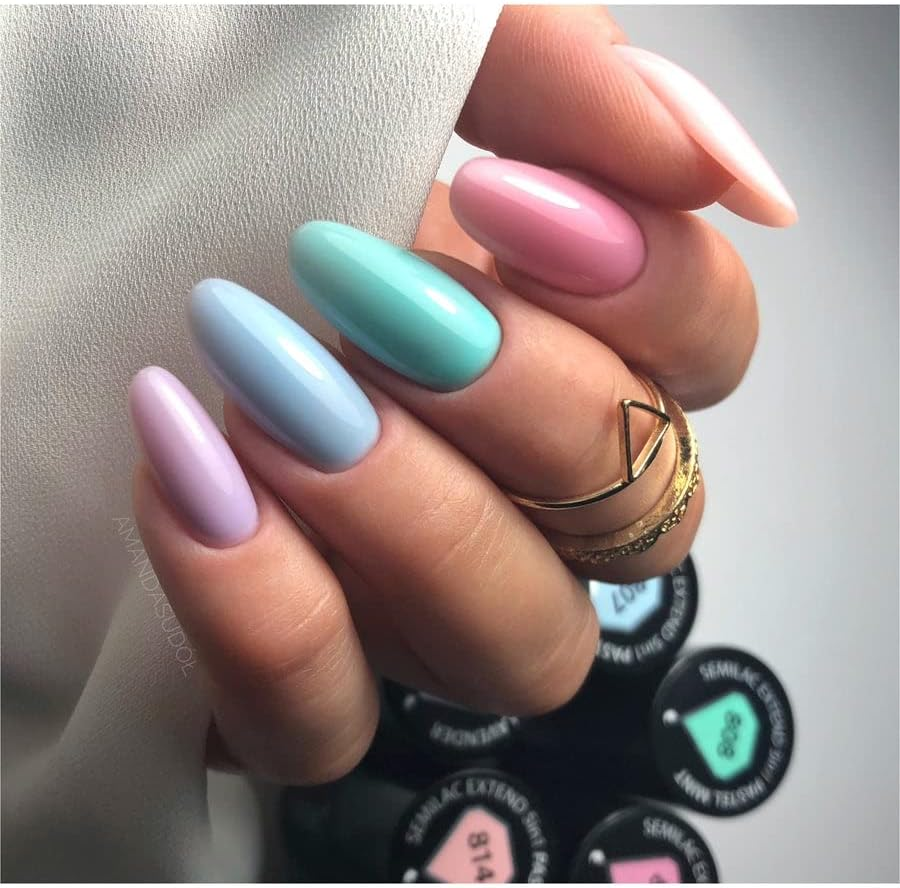 Semilac Extend UV Nail Polish 5-In-1 Green Colour 808 Pastel Mint 7 Ml Innovative UV LED Colour Polish for Colour-Intensive Fingernails Nail Polish image number 5