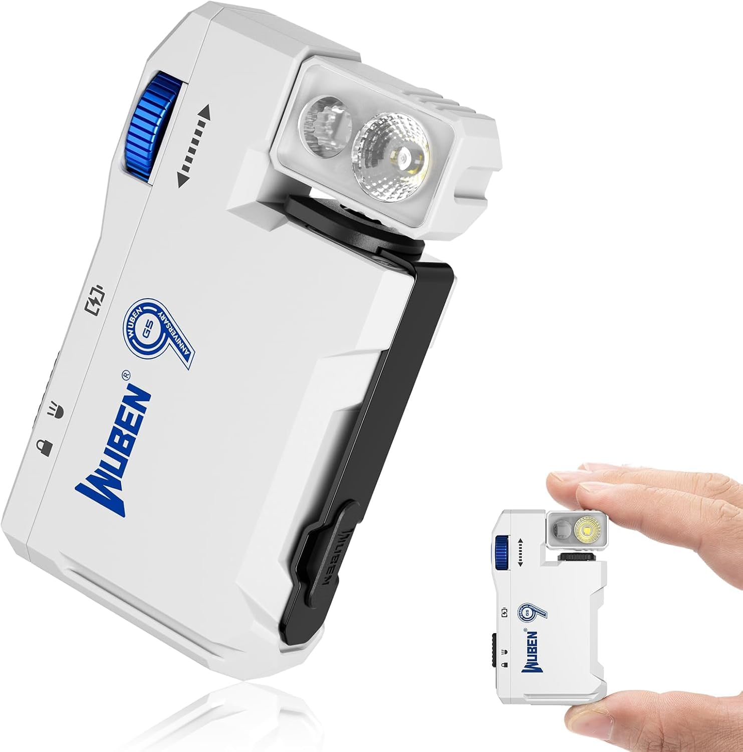 WUBEN G5 LED Torch Rechargeable EDC Flashlight, 400 Lumens Dual Light Sources Handheld Torches with RGB Light, Portable Pocket Flashlights Magnetic Keychain Camping for Outdoor Home (Green)