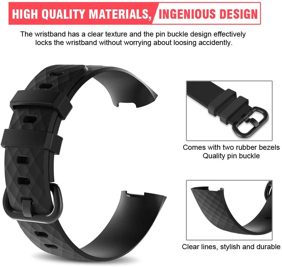 T Tersely Replacement Bands for Fitbit Charge 4/3,Charge 4 SE/3 SE Fitness Activity Tracker, Silicone Fitbit Charge 3/3 SE Waterproof Sport Band Strap Bracelet Fitness Wristband image number 4