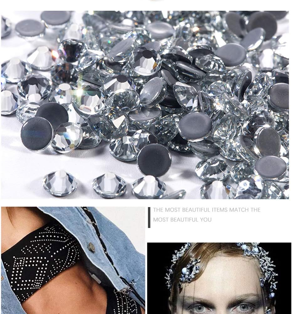 2400 Pieces Mixed Size Crystal Clear Hotfix Rhinestones, Hot Fix Crystals for Crafts Clothing, Flatback Glass Gems for Dance Costumes SS6 SS10 SS16 SS20 SS30 image number 5