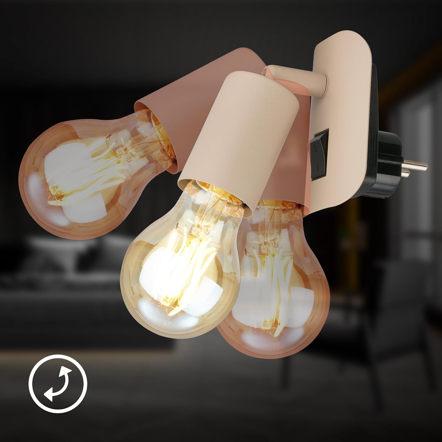 BRILONER - Indoor Wall Light, Swivel, E27 Socket, Bedroom, Wall Lamp, Kitchen, 9.5 X 6.5 X 8 Cm, Beige image number 1