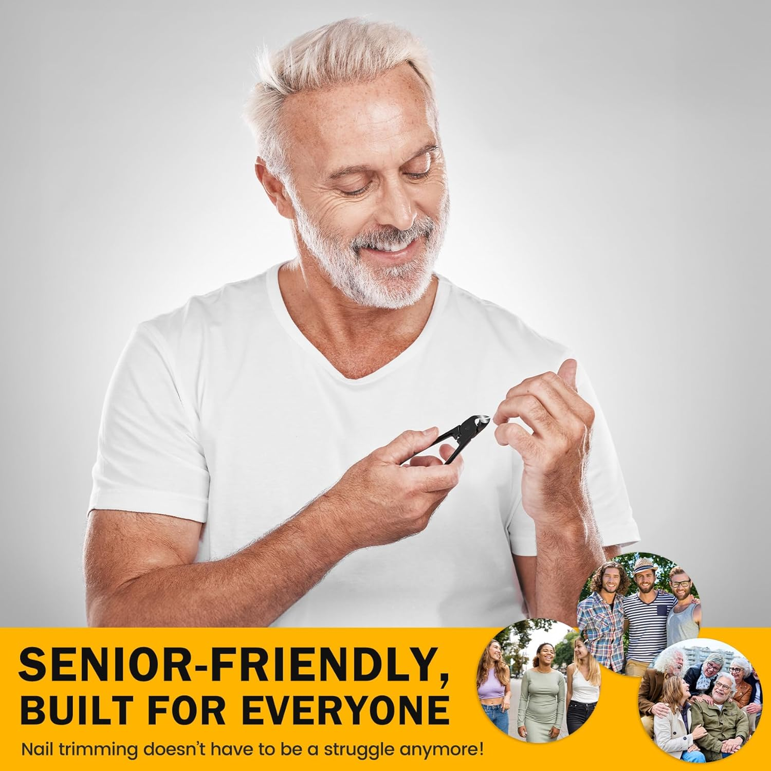 BEZOX Thick Toe Nail Clippers - Comfortable Rebound Thick Spring Toenails Clipper for Thick Nails for Seniors, Precision Fingernail Clippers for Men and Women - Black - Silver image number 4