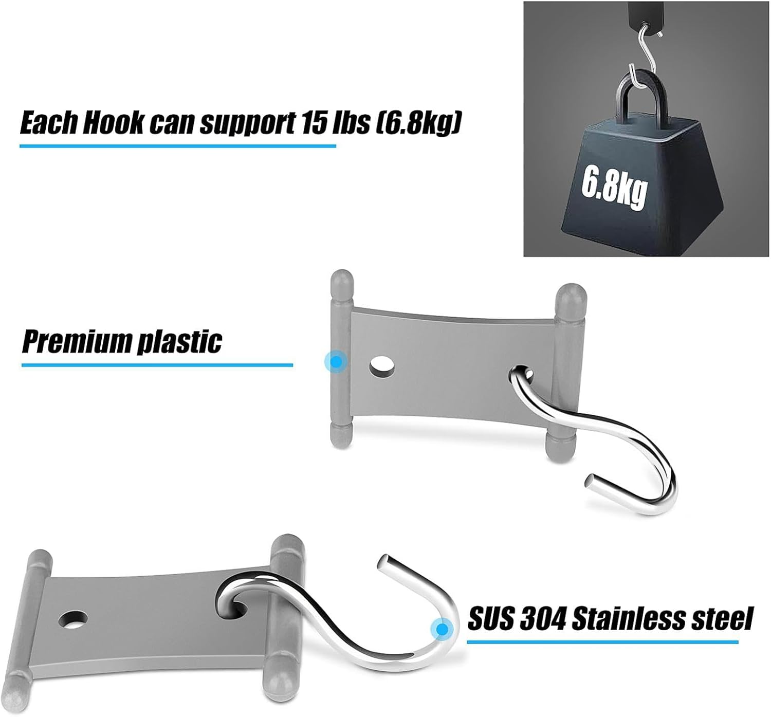 16, Metal Awning Hooks Set, Awning Hanger S Hooks, Camping Tent Awning Hooks, Heavy Duty Camping Light Hangers Awning Accessory Hooks for Rv Canopy, Camping Tents image number 6