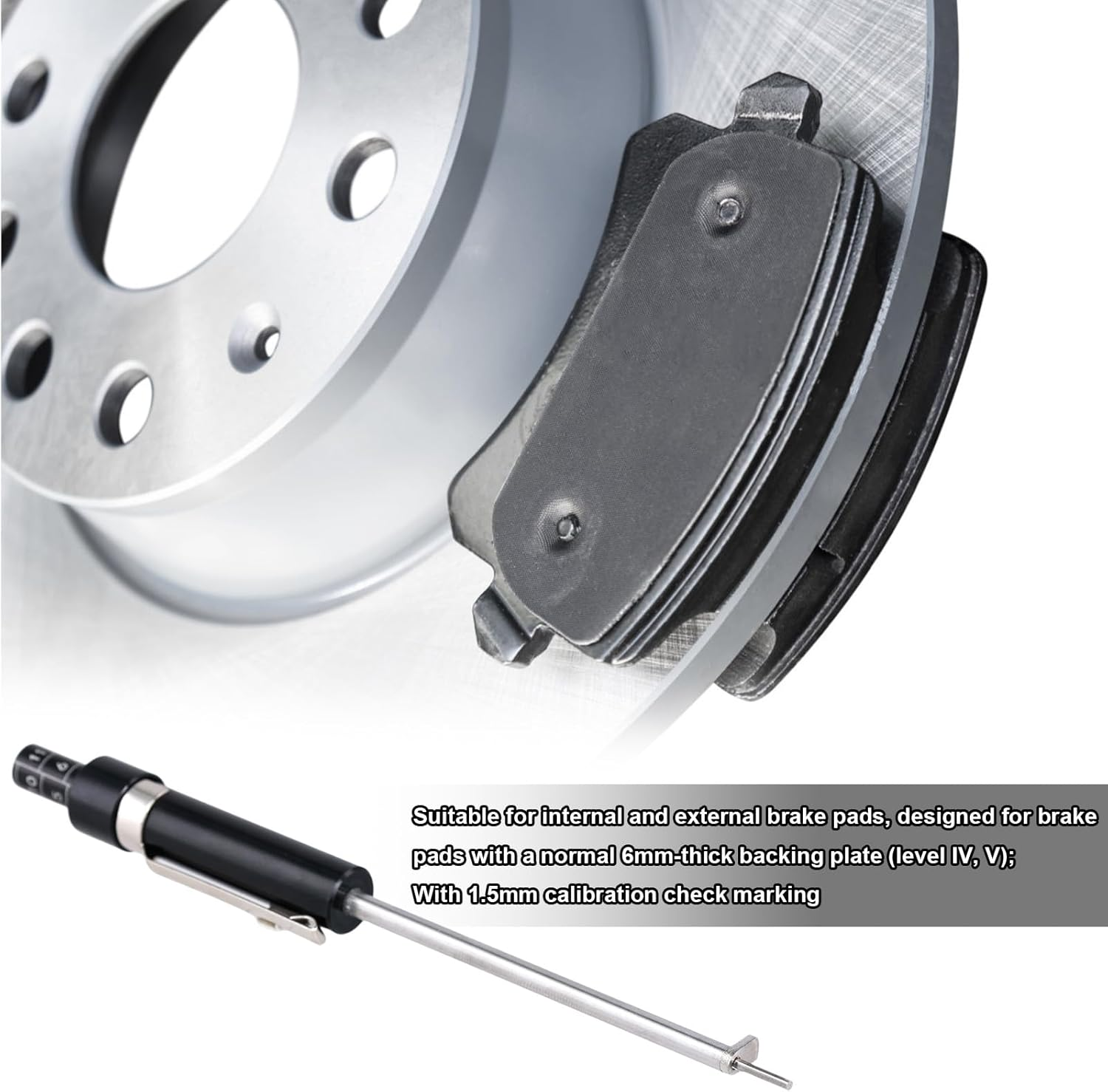 2Pcs Car Brake Pad Thickness Gauge, Brake Pad Gauge Brake Measuring Tool with Scale Brake Pad Tester Brake Shoe Gauge for Internal External Brake Pads Measurement image number 2