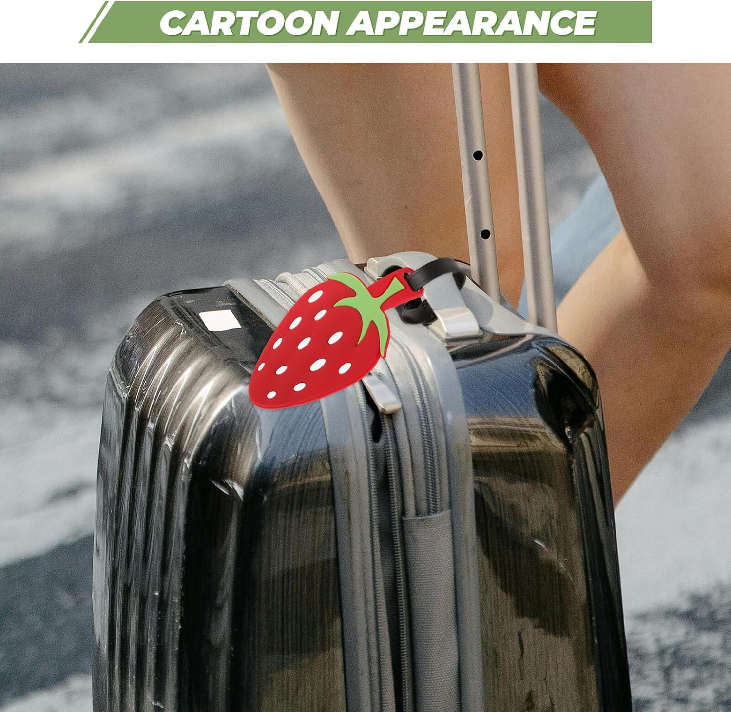 MOBUTOFU Strawberry Luggage Tag Travel Suitcase Label with Reusable Hanging Strap for Checked Baggage Carry Suitcase Bag Identifier image number 6
