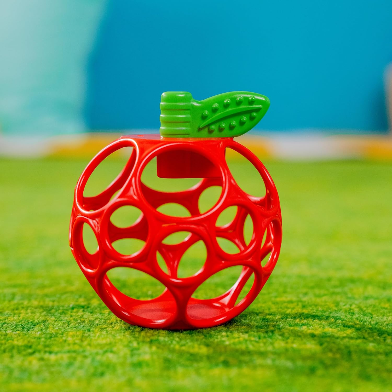 Bright Starts Oball Easy Grasp Red Apple Teether Toy, Hold My Own Collection, BPA Free, Unisex, Newborn and Up image number 5