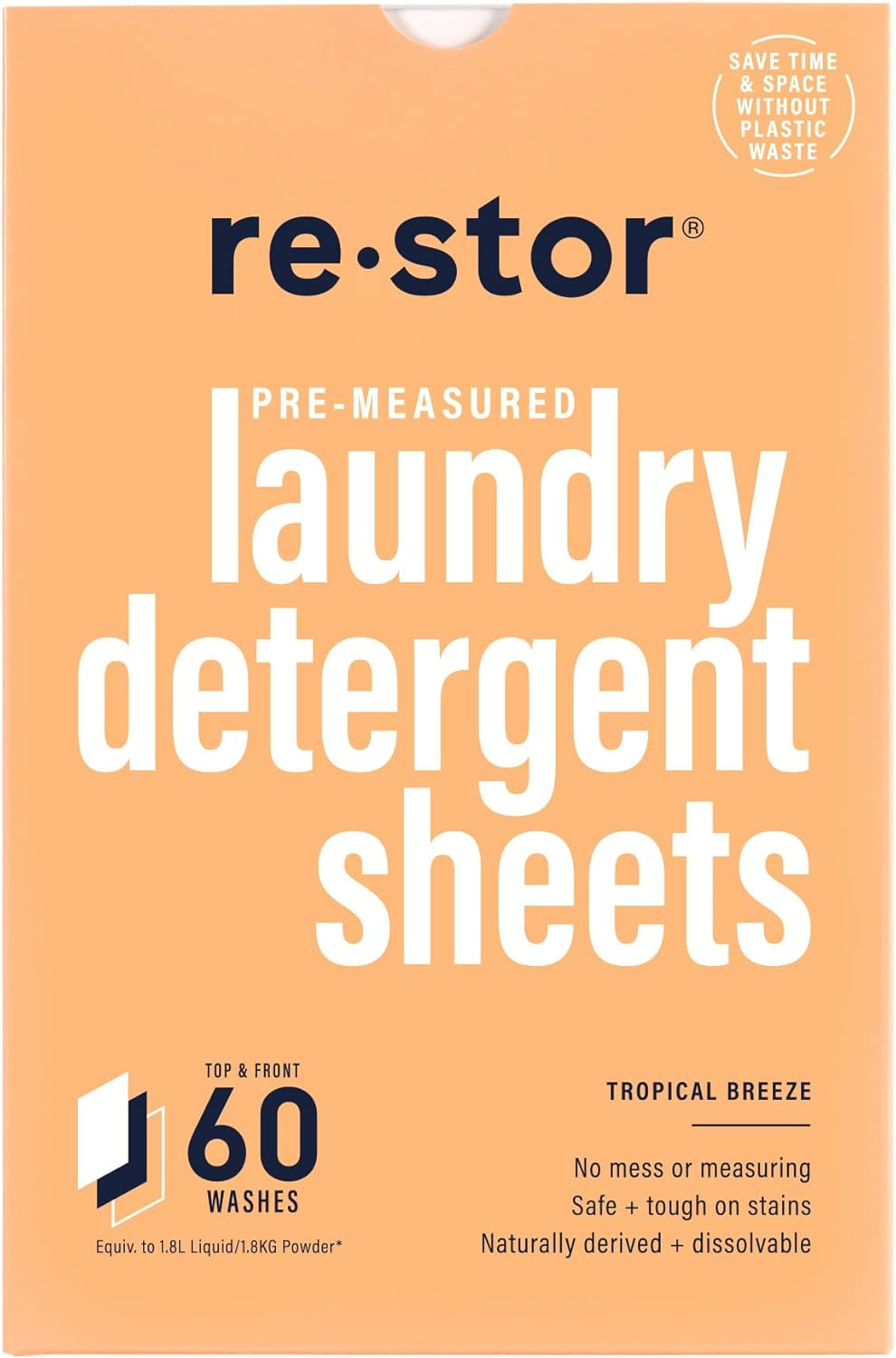 Restor Laundry Detergent Sheets Tropical Breeze 60 Loads | Eco Friendly Plastic Free Travel Laundry Washer Sheets | Superior Stain Fighting Washing Detergent Sheets Number One in Australia image number 1
