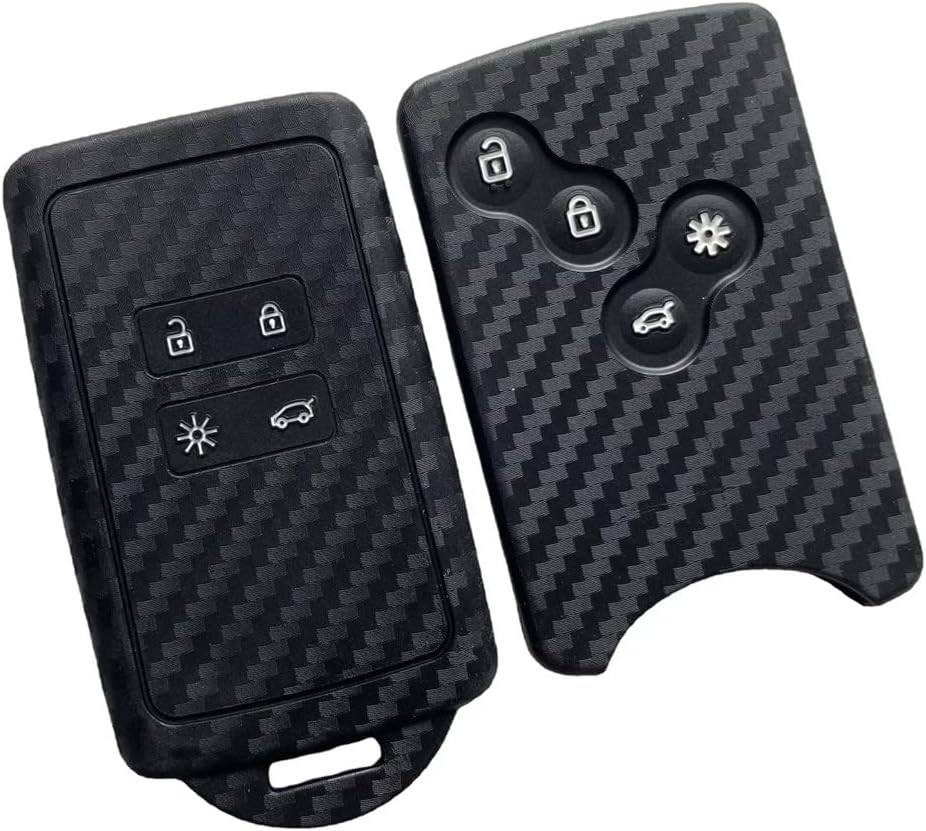 Silicone Car Key Cover Case Carbon Fiber Pattern Compatible with Renault Captur Megane Talisman Espace Clio Zoe Koleos Scenic 4 Arkana Key Shell Accessories (A) image number 5