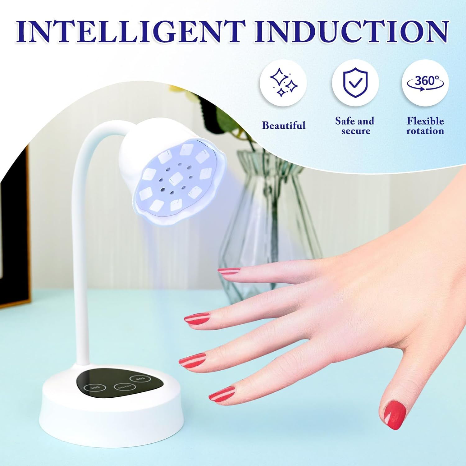 Gel Nail Lamp with 360&deg; Adjustable Hose Arm, Auto Sensor Gooseneck, DIY Nail Tip Lamp, Portable Mini Light for Home DIY Manicure image number 1