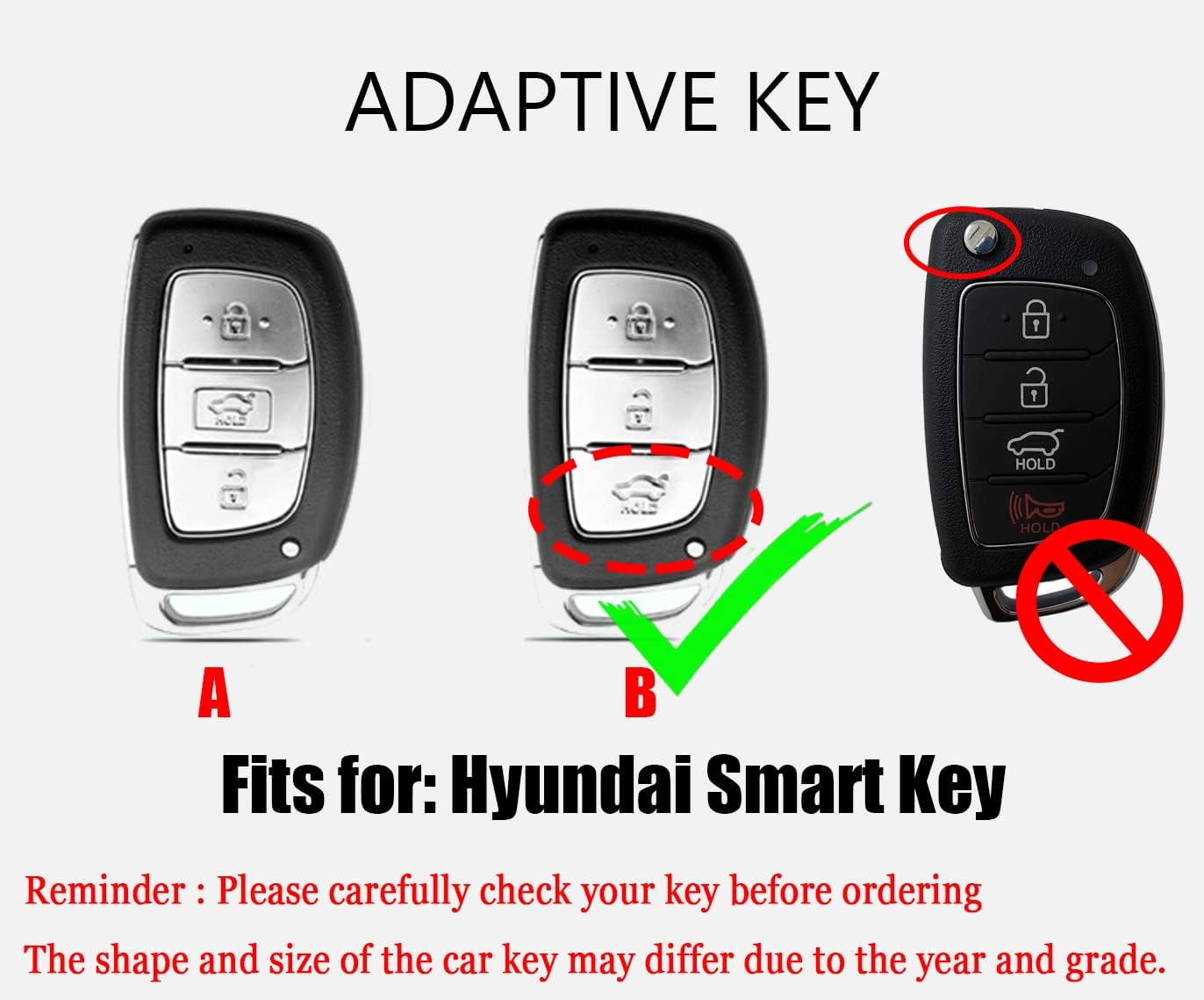 HIBEYO Key Fob Cover for Hyundai Tucson Sonata Fe Creta Mistra Elantra Ioniq Venue IX35 I10 I20 I30 I40 Solaris Kona Accent 2018-2022 Car Accessories TPU Silver-Edge with Leather Keychains-Whtie image number 3