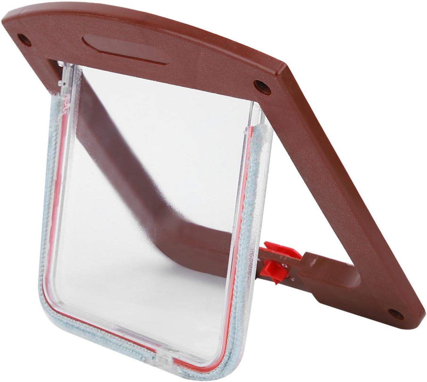 Sliding Glass Cat and Dog Door Insert, Square PP Controllable Switch Pet Door Dog Cat Flap Door Coffee Color image number 4