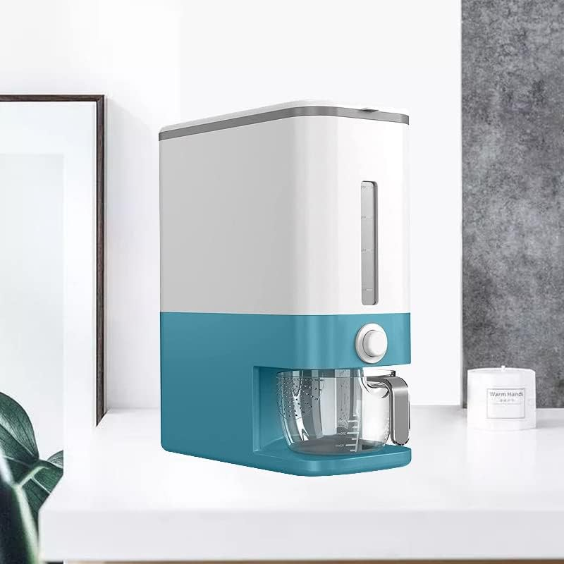 Auto Plastic Dry Food Storage Container Airtight Cereal Rice Lid Box Dispenser (Blue) image number 1