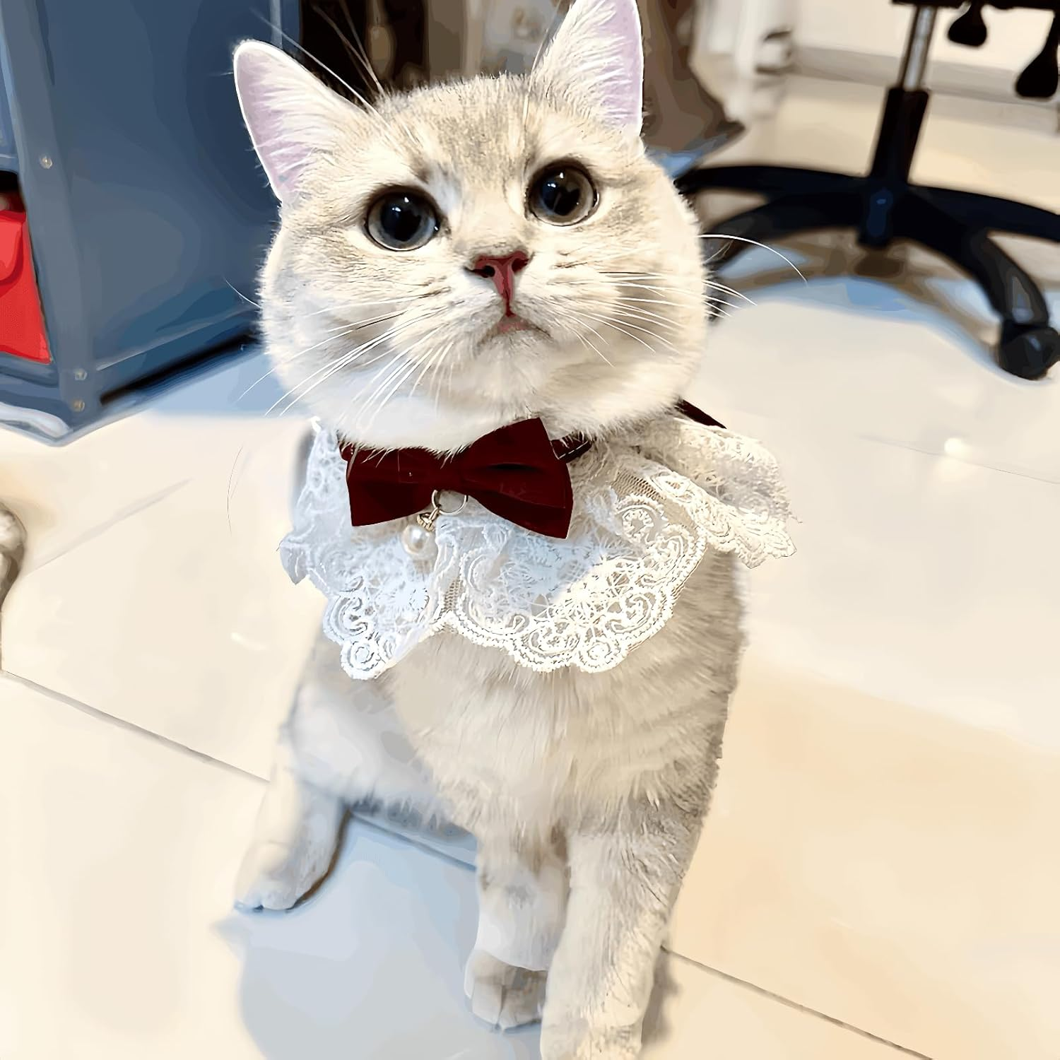 Cute Cat Collar Breakaway Floral Aesthetic Cats Bowtie Collar Bow Tie with Bell for Indoor Cats and Small Dogs Puppies (Green, L (11-20Lbs)) image number 2