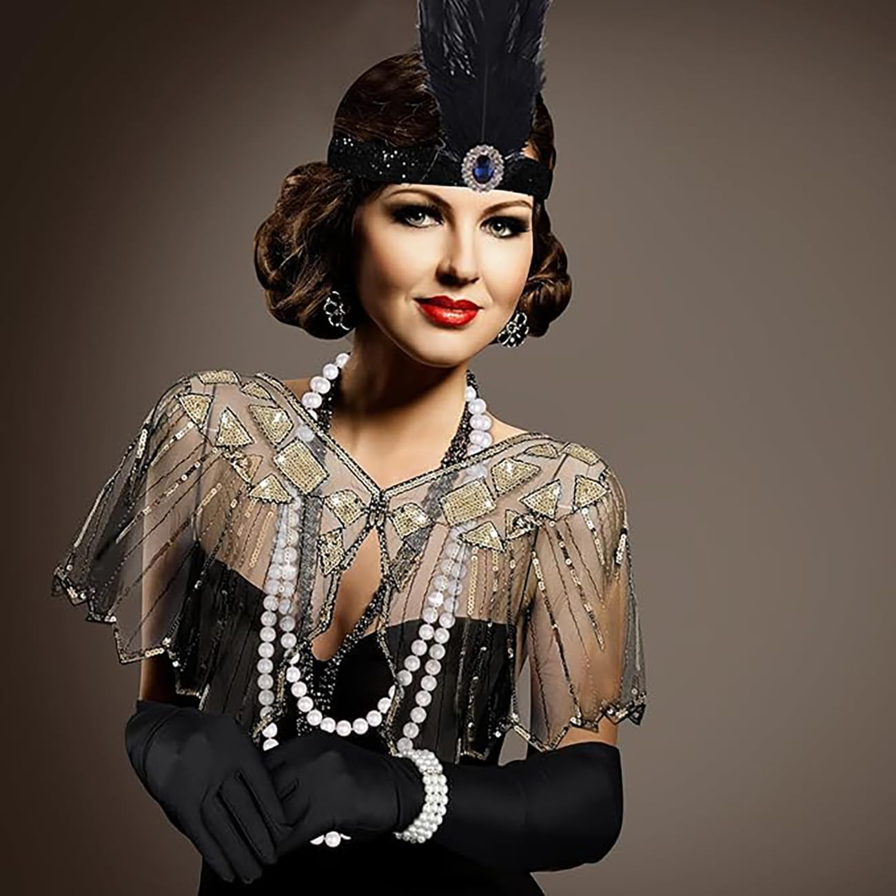 1920S Flapper Gatsby Accessories Costume Set Fashion Roaring 20'S Cosplay Theme Set with Headband Headpiece for Women Men image number 6