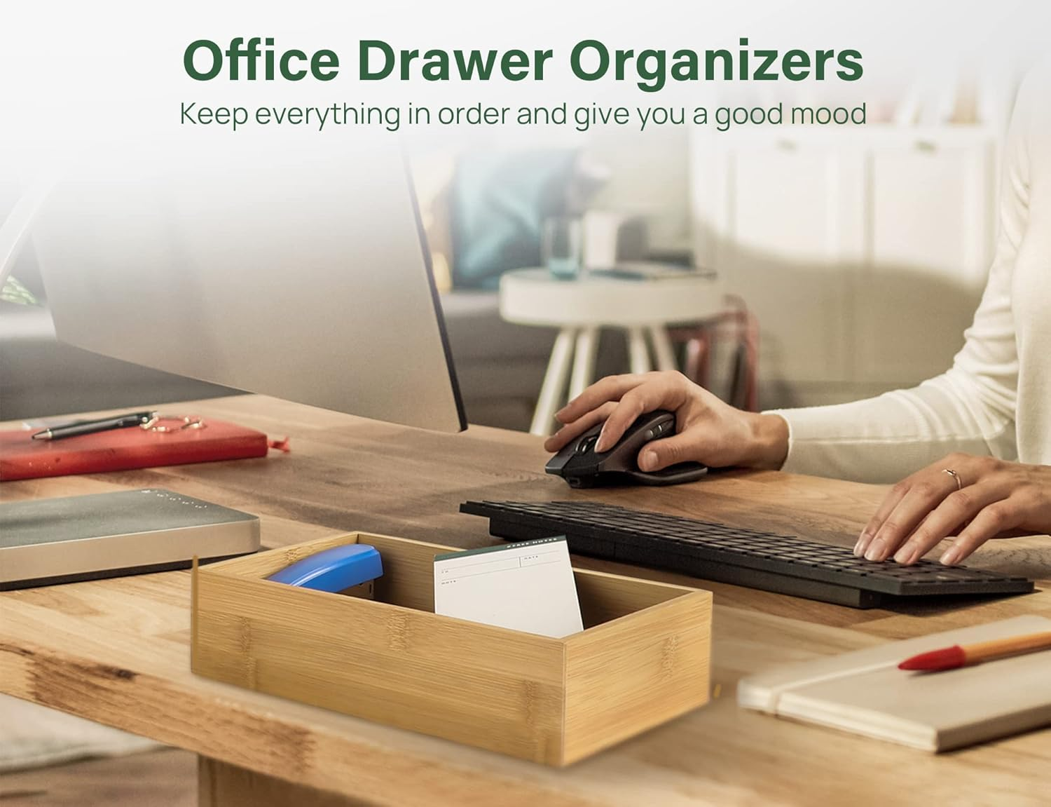 Kootek 8 Pcs Bamboo Drawer Organizer Utensil Tray Kitchen Storage Box 4-Size Versatile Dividers Cutlery Holders Bins Containers for Flatware Kitchen Utensils image number 6