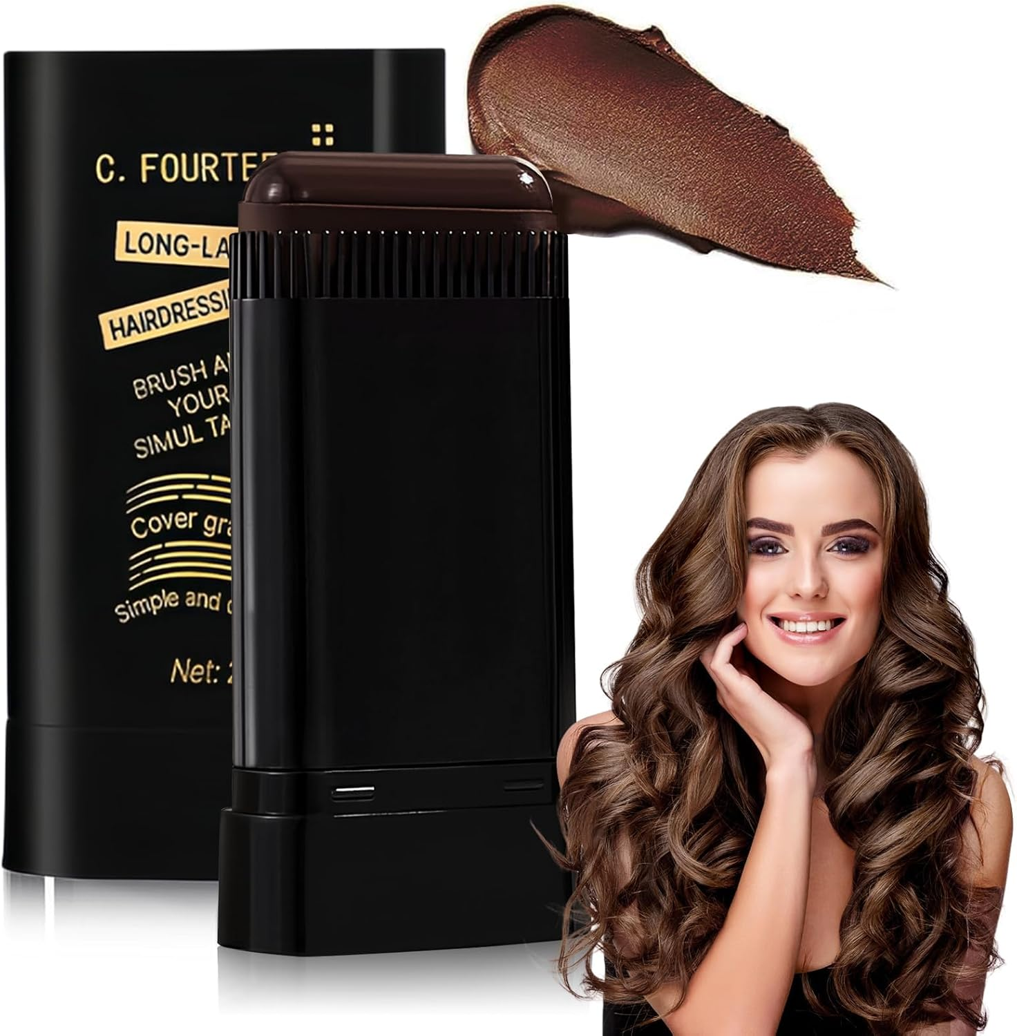 2-In-1 Hair Dye Comb for Quick Root Touch up &ndash; Temporary Hair Color Stick for Gray Coverage, Waterproof & Sweatproof Root Concealer for Women, Gentle Ammonia-Free Formula for Sensitive Scalp