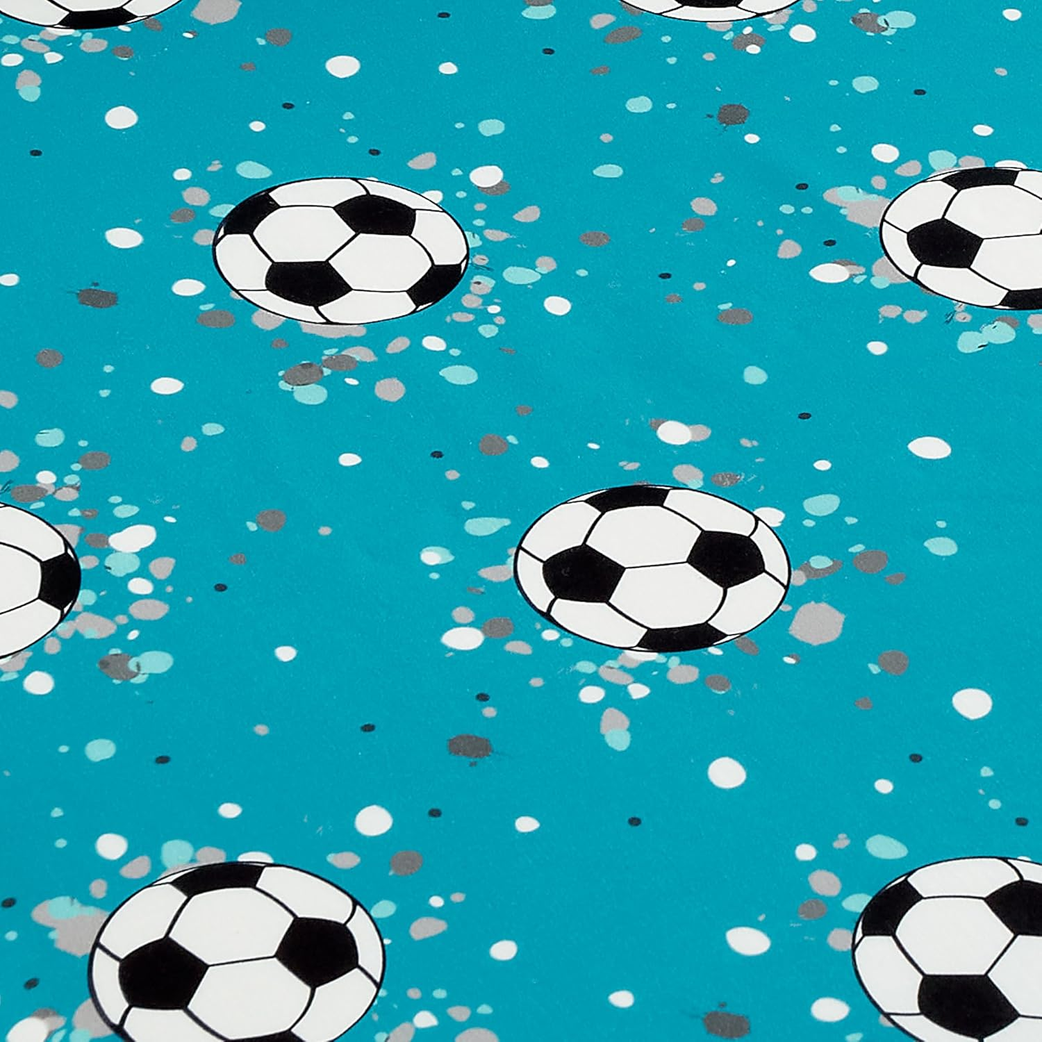 Bedding Bedlam - Blue Aqua Football Duvet Cover - Double Size (200 X 200Cm) - Reversible (2 Designs) - Football Football Themed Duvet Cover - Football Bedroom Accessories - Soccer
