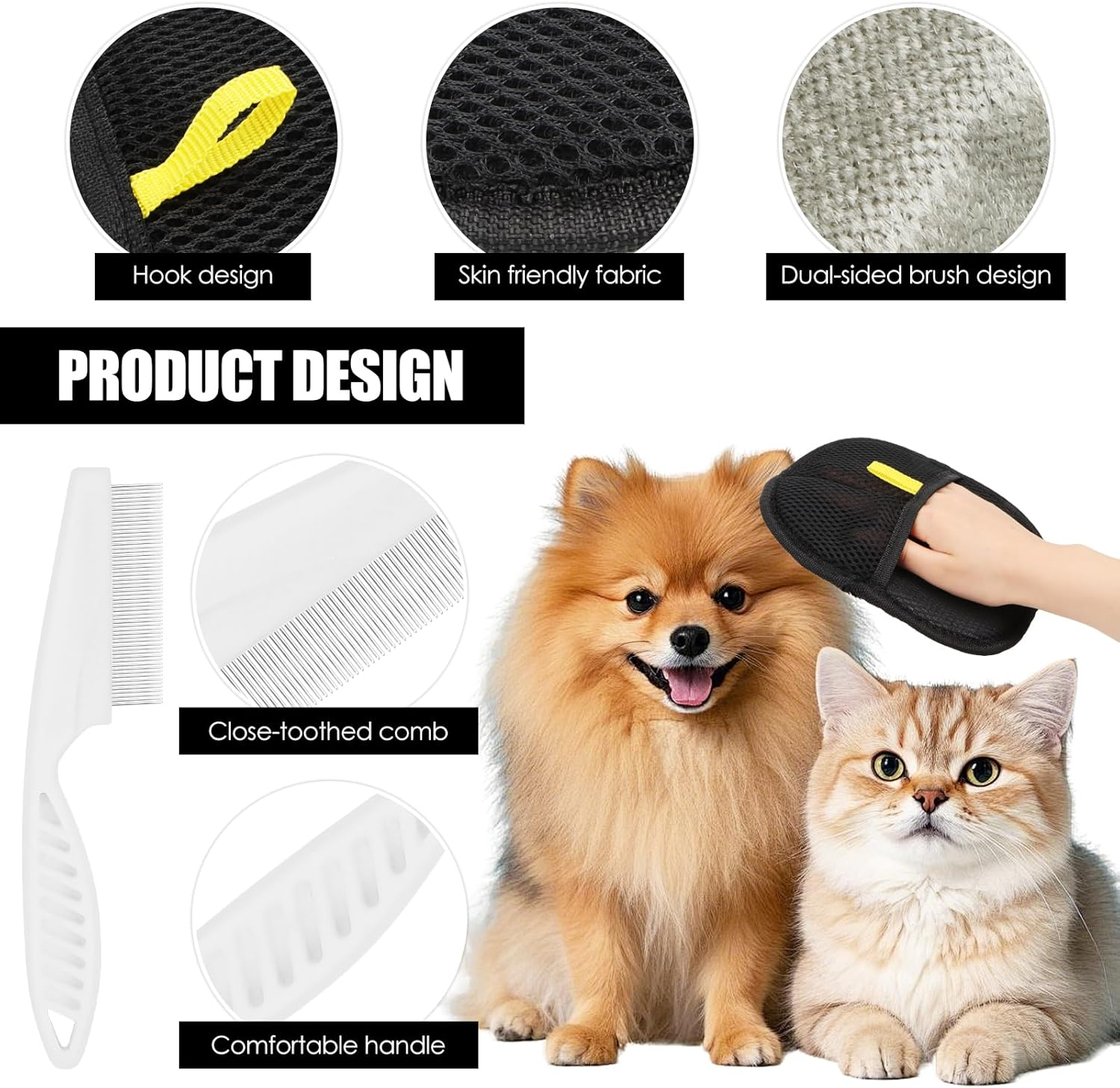 AKONE Fur Magnet Glove, 6-Piece Pet Hair Remover Set, Care Gloves, Pet Hair Removal Gloves for Cats and Dogs image number 2