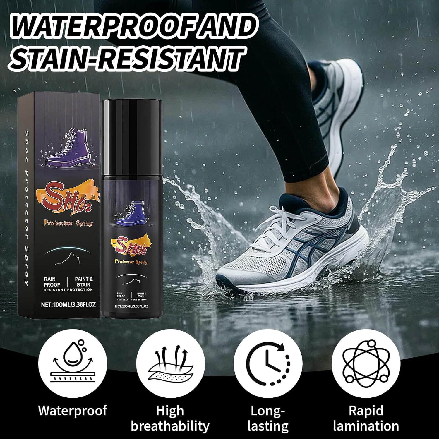 Shoe Protector Spray, Water Repellent and Dirt Protection Spray, Suitable for Suede Leather, Cowhide Leather, Canvas(3.38 Oz) image number 1