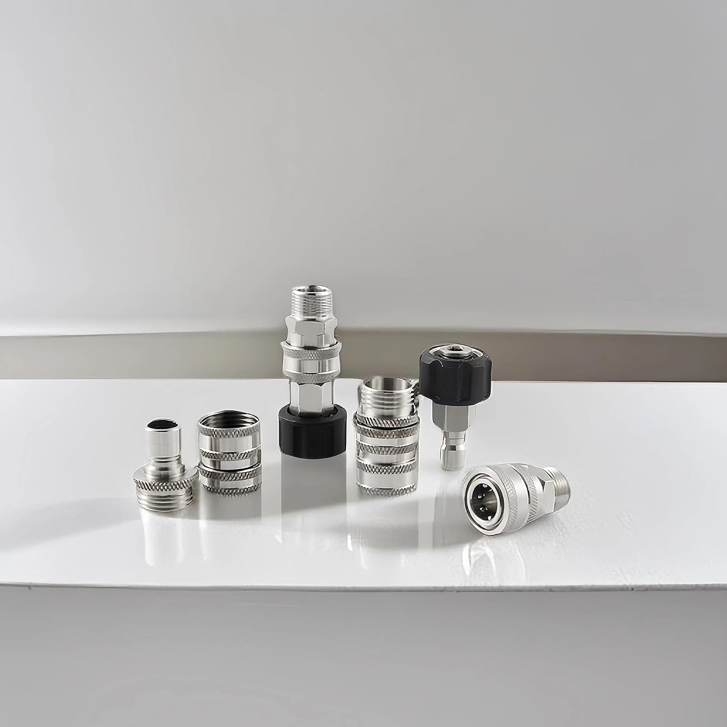 JUYOU 8 Pcs Pressure Washer Quick Connect Kit, Stainless Steel, M22 14Mm to 3/8 Inch Quick Connect Fittings, 3/4 Inch to 1/2 Inch Quick Release Adapter Set for Power Washer image number 1